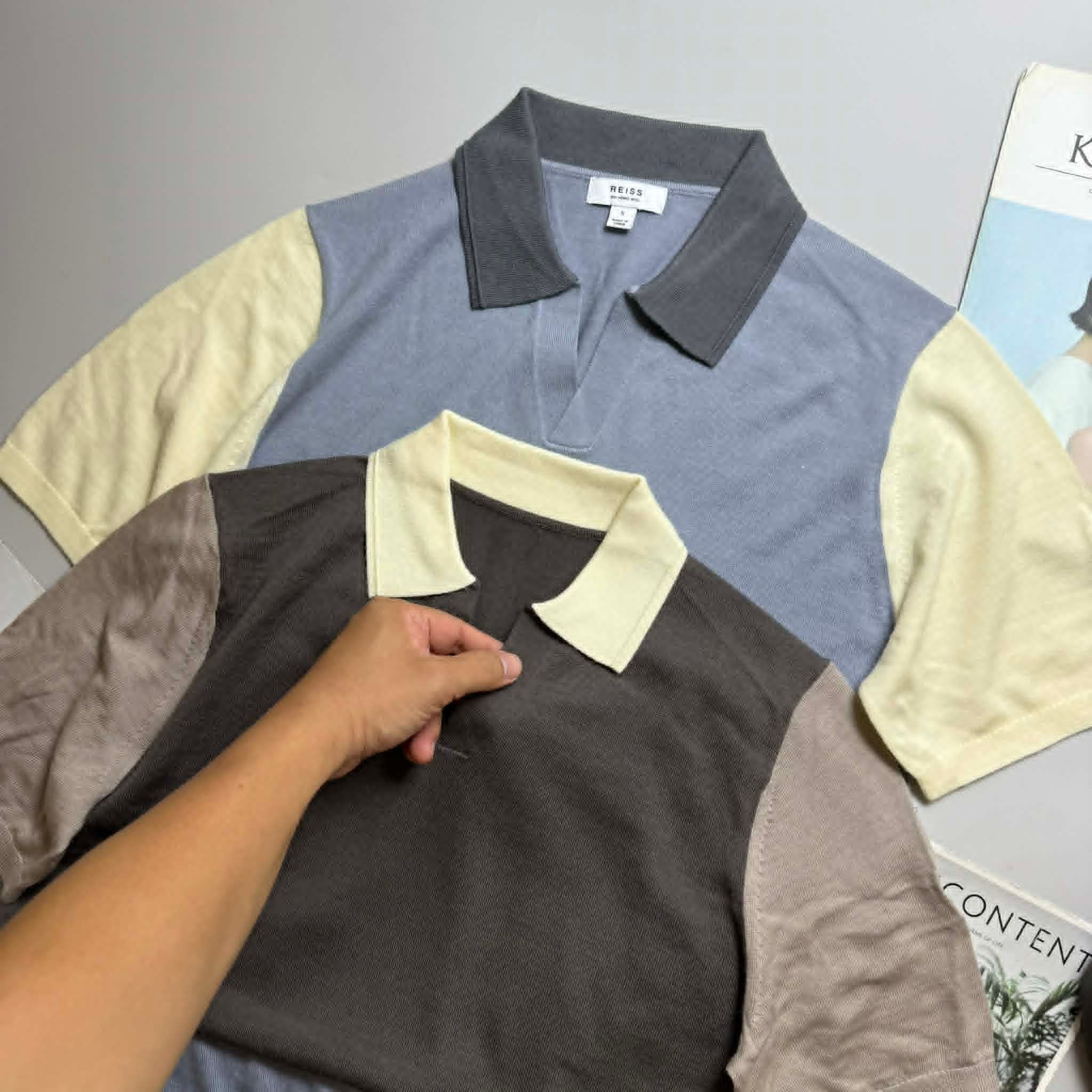 POLO LEN MERINO REI.SS COLOUR BLOCK 4402