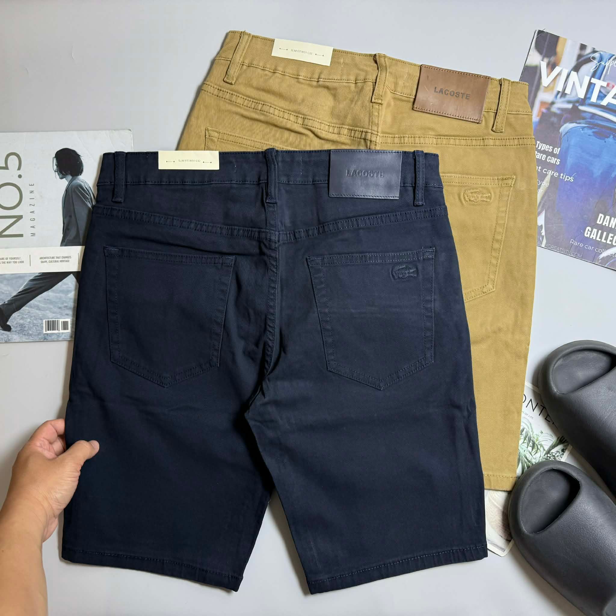 SHORT KAKI LA.COSTE LOGO TÚI SAU SLIM 6621