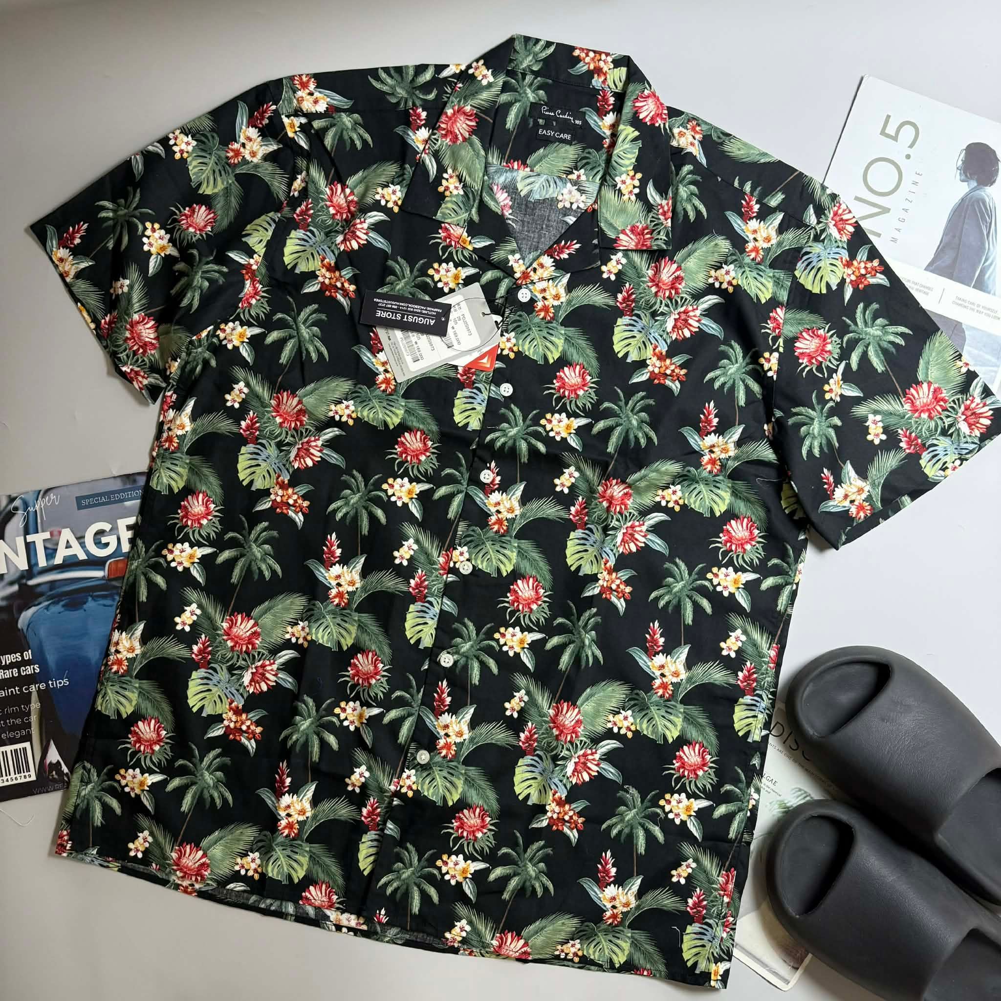 SƠ MI CT PIE.CARDIN CỔ CUBAN HỌA TIẾT HOA LÁ 5973