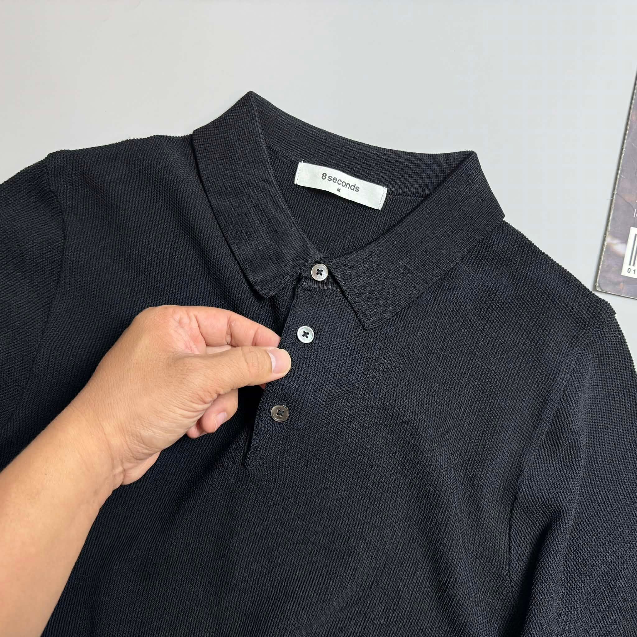 POLO LEN 8.SECONDS ĐEN SLIM 2456