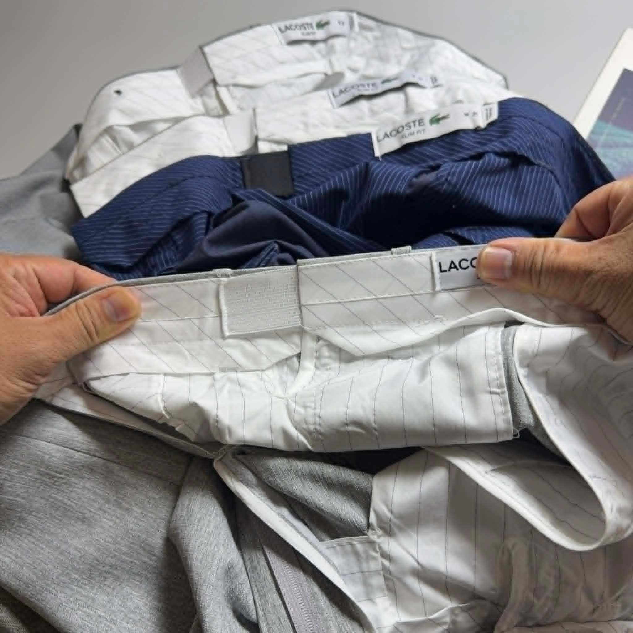 QUẦN VẢI LA.COSTE CẠP CHUN SLIM LOGO TÚI 6821