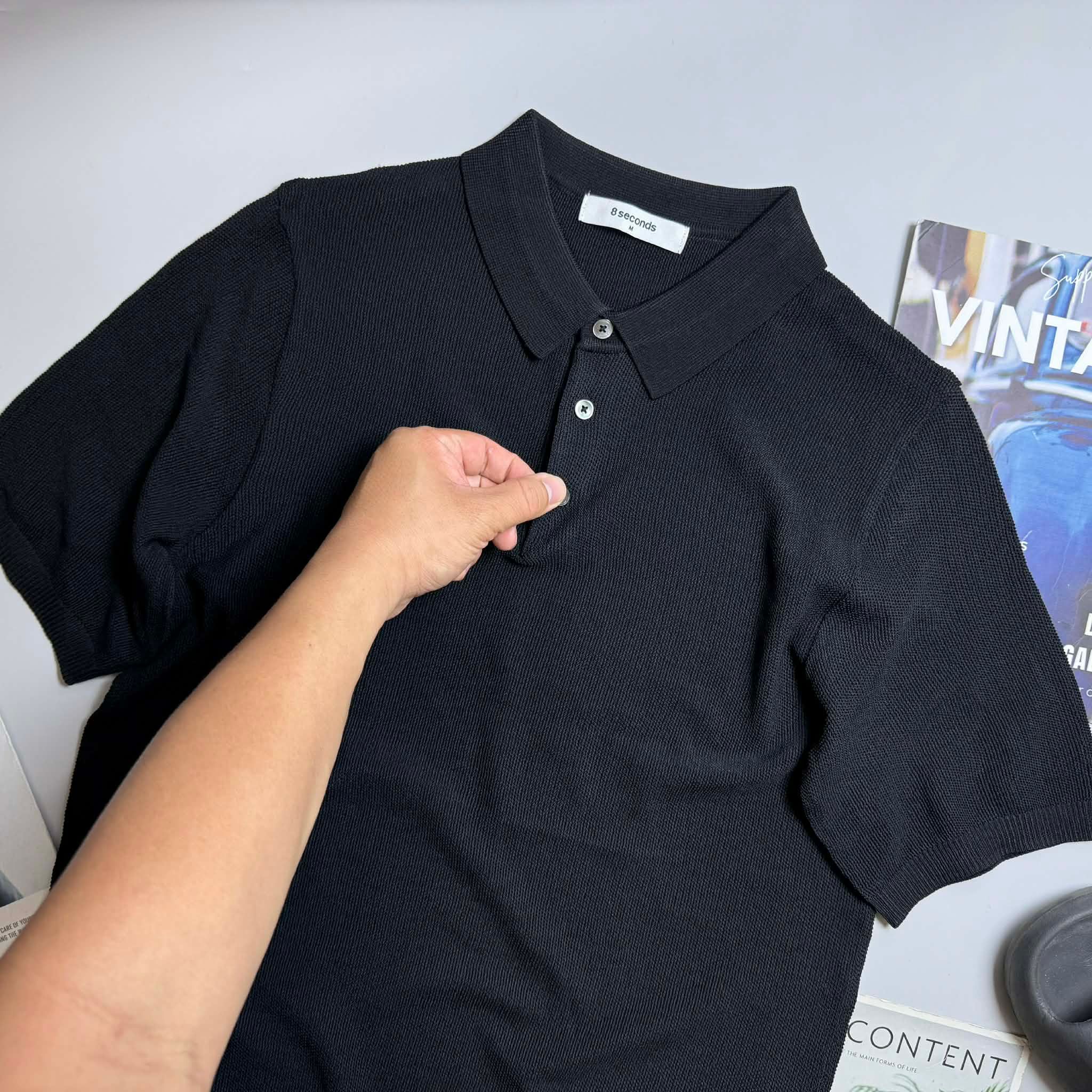 POLO LEN 8.SECONDS ĐEN SLIM 2456