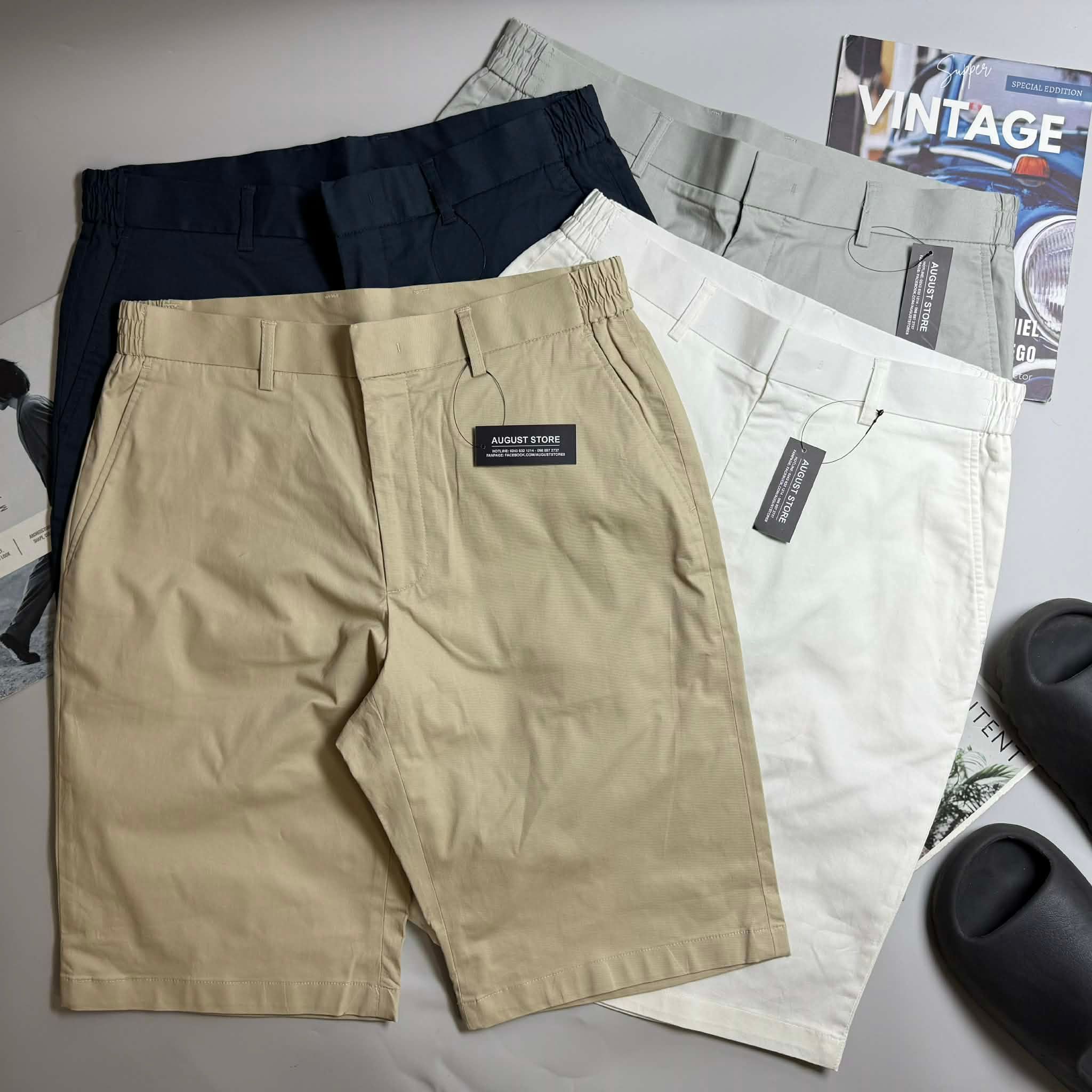 SHORT KAKI CẠP CHUN CRO.CODILE CHỮ THÊU 5602