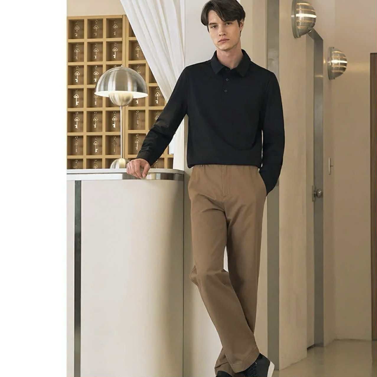POLO NỈ DÀI TAY CO.MODO BASIC SLIM 5525