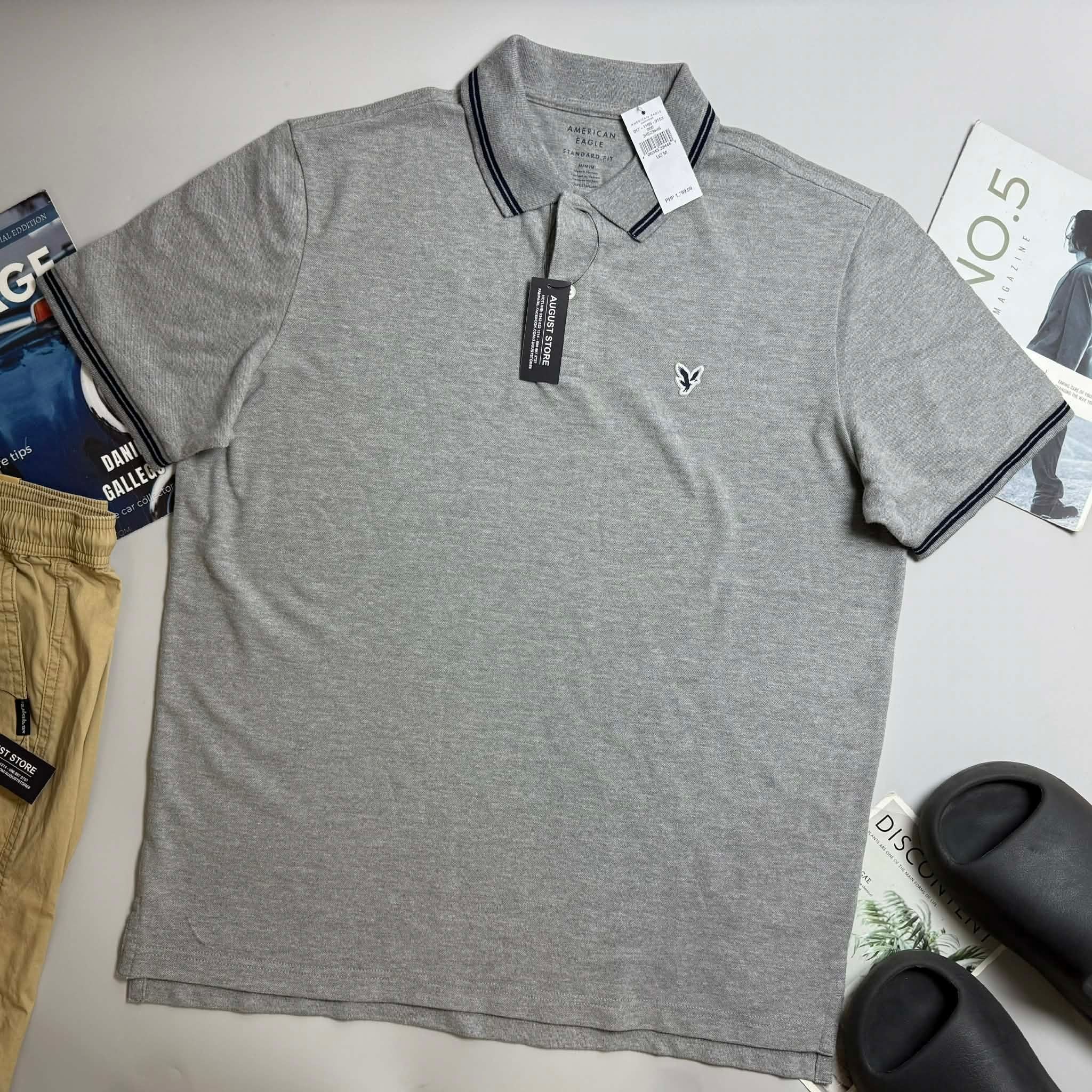 POLO AE TRƠN MÀU LOGO NGỰC STANDARD FIT 7729