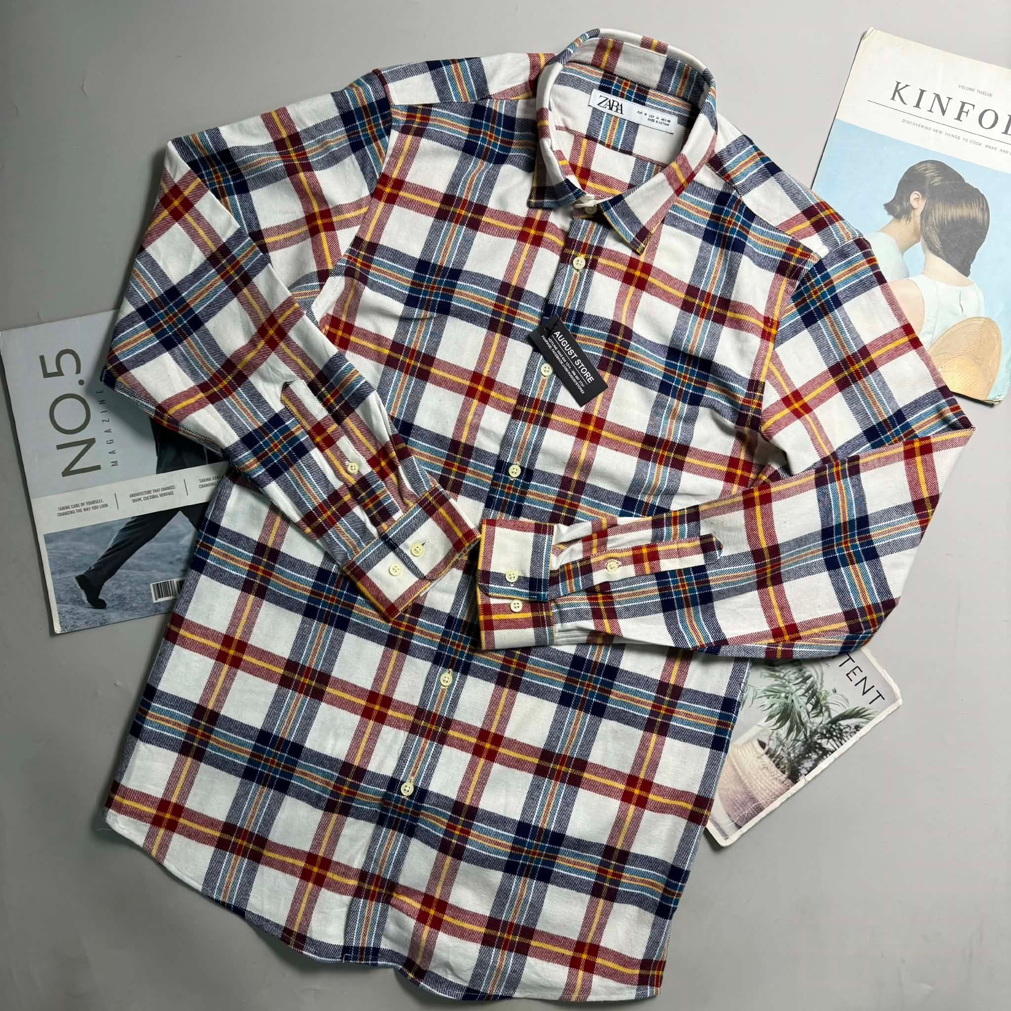 SƠ MI DÀI TAY ZA.RA FLANNEL DẠ KẺ 4076