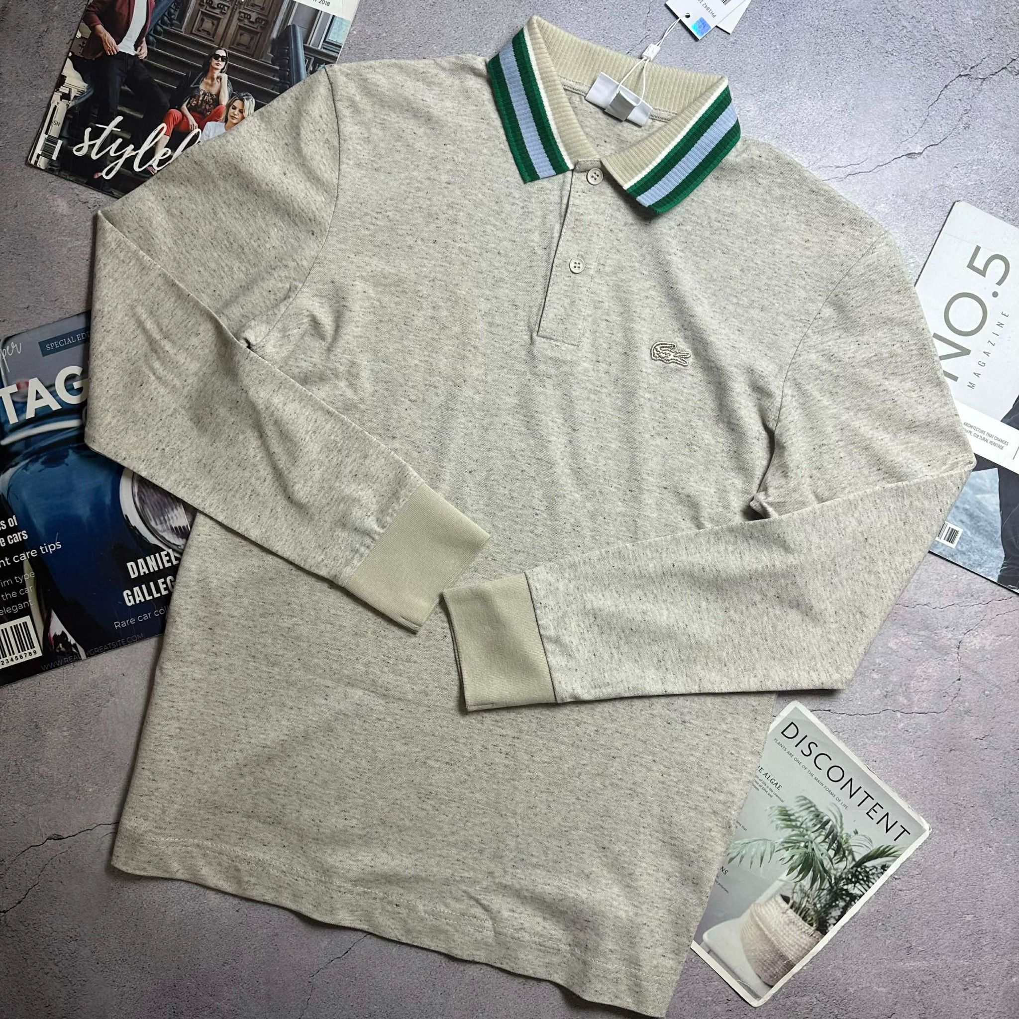 POLO DÀI TAY LA.COSTE VIỀN CỔ KẺ SLIM 6722