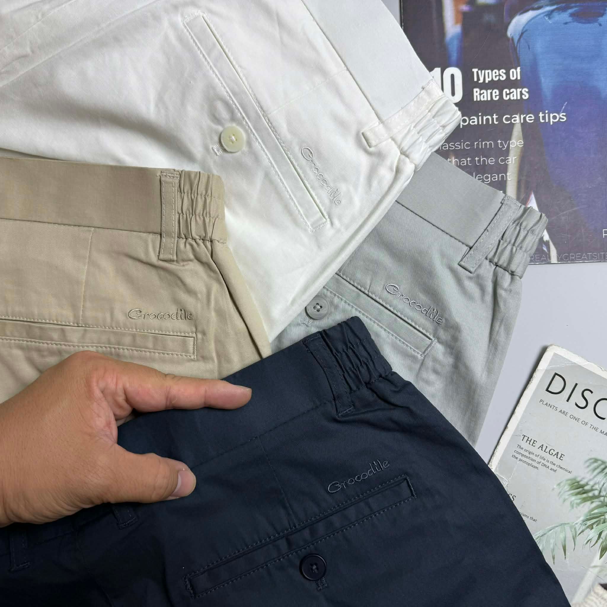 SHORT KAKI CẠP CHUN CRO.CODILE CHỮ THÊU 5602