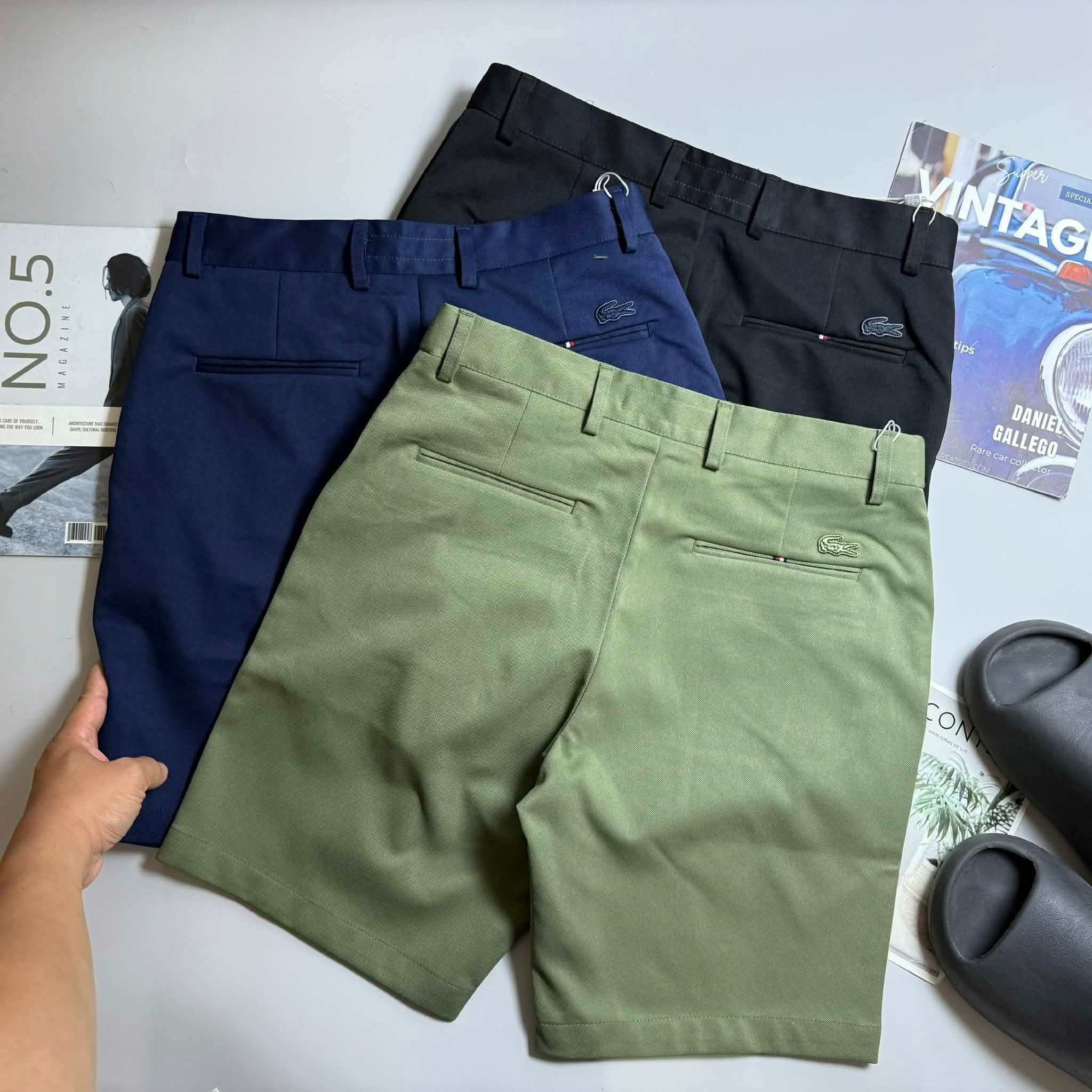 SHORT VẢI LA.COSTE CẠP CHUN LOGO TÚI 6623