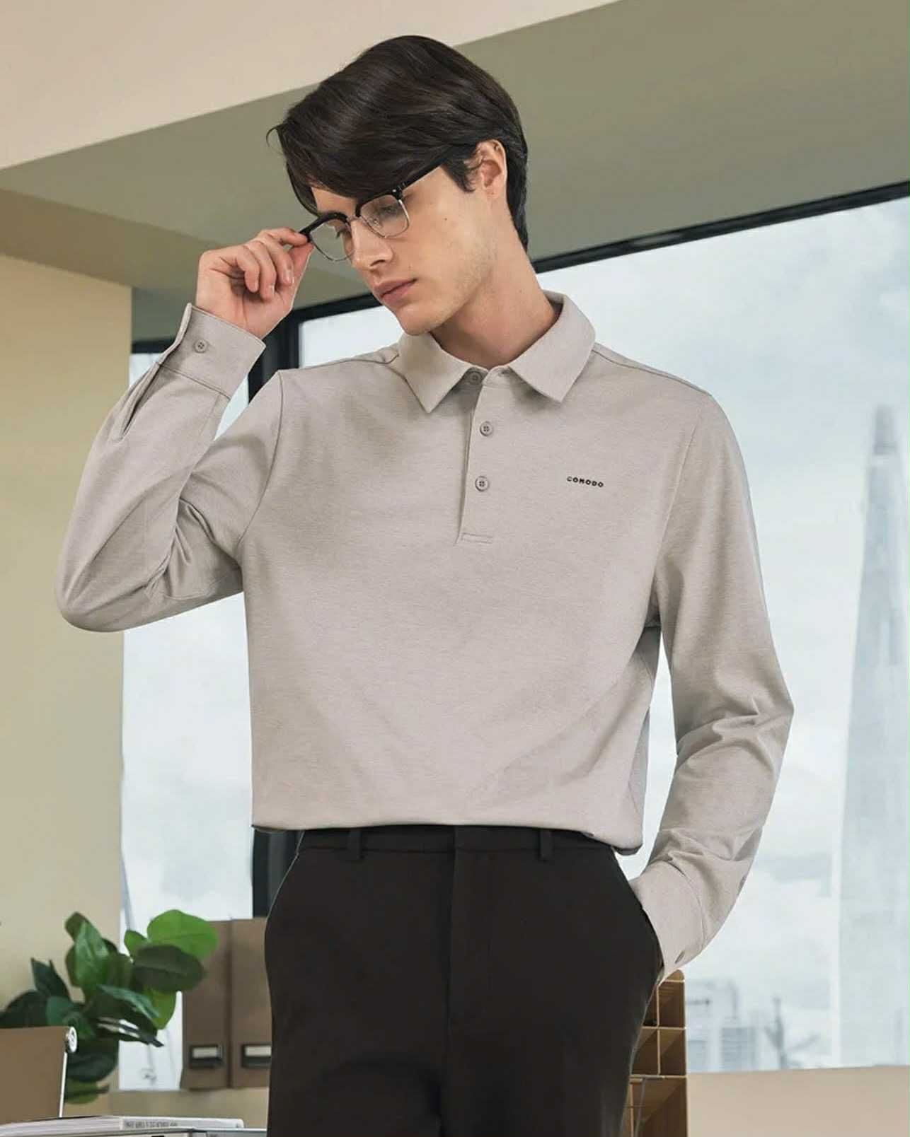 POLO NỈ DÀI TAY CO.MODO BASIC SLIM 5525