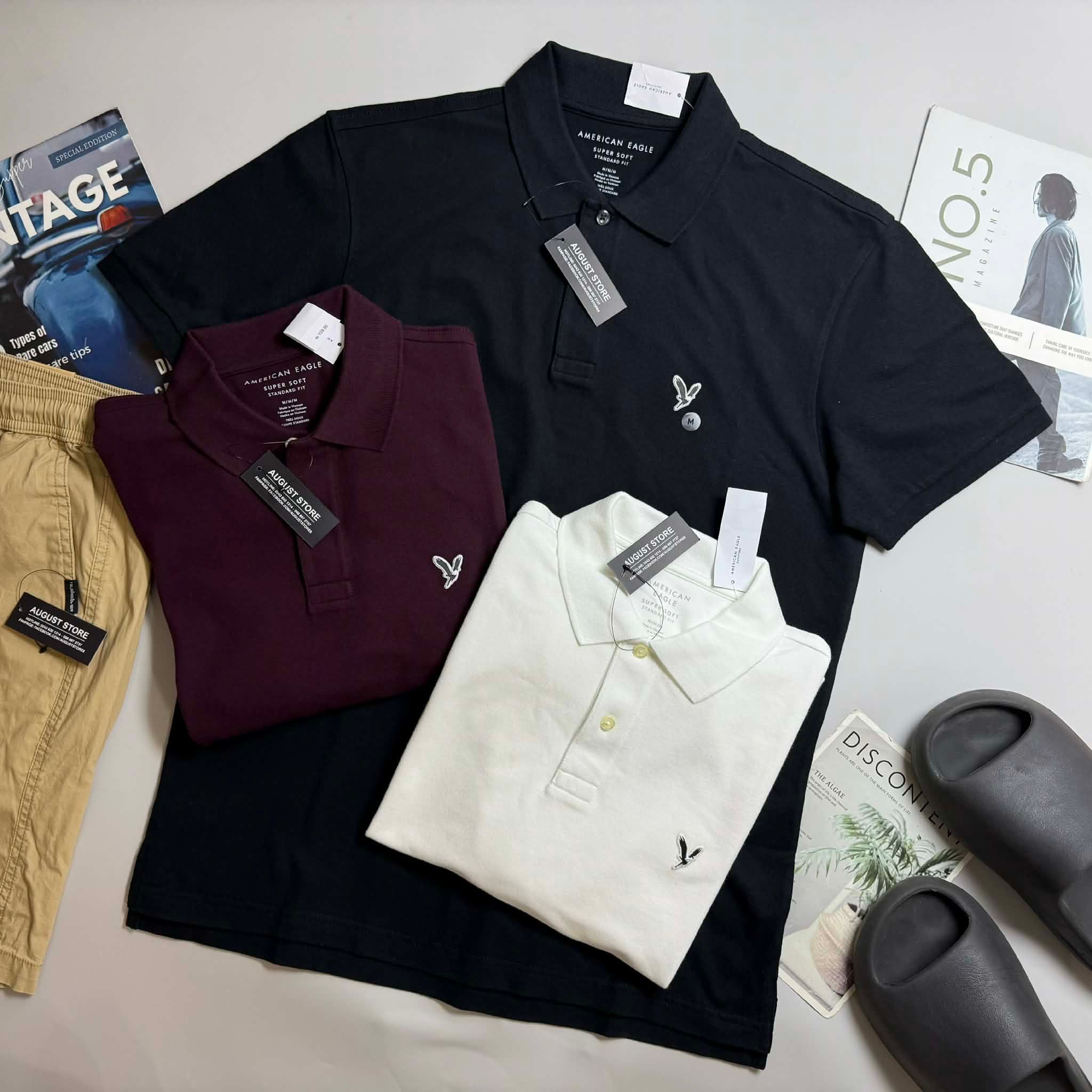 POLO AE TRƠN MÀU LOGO NGỰC STANDARD FIT 7729