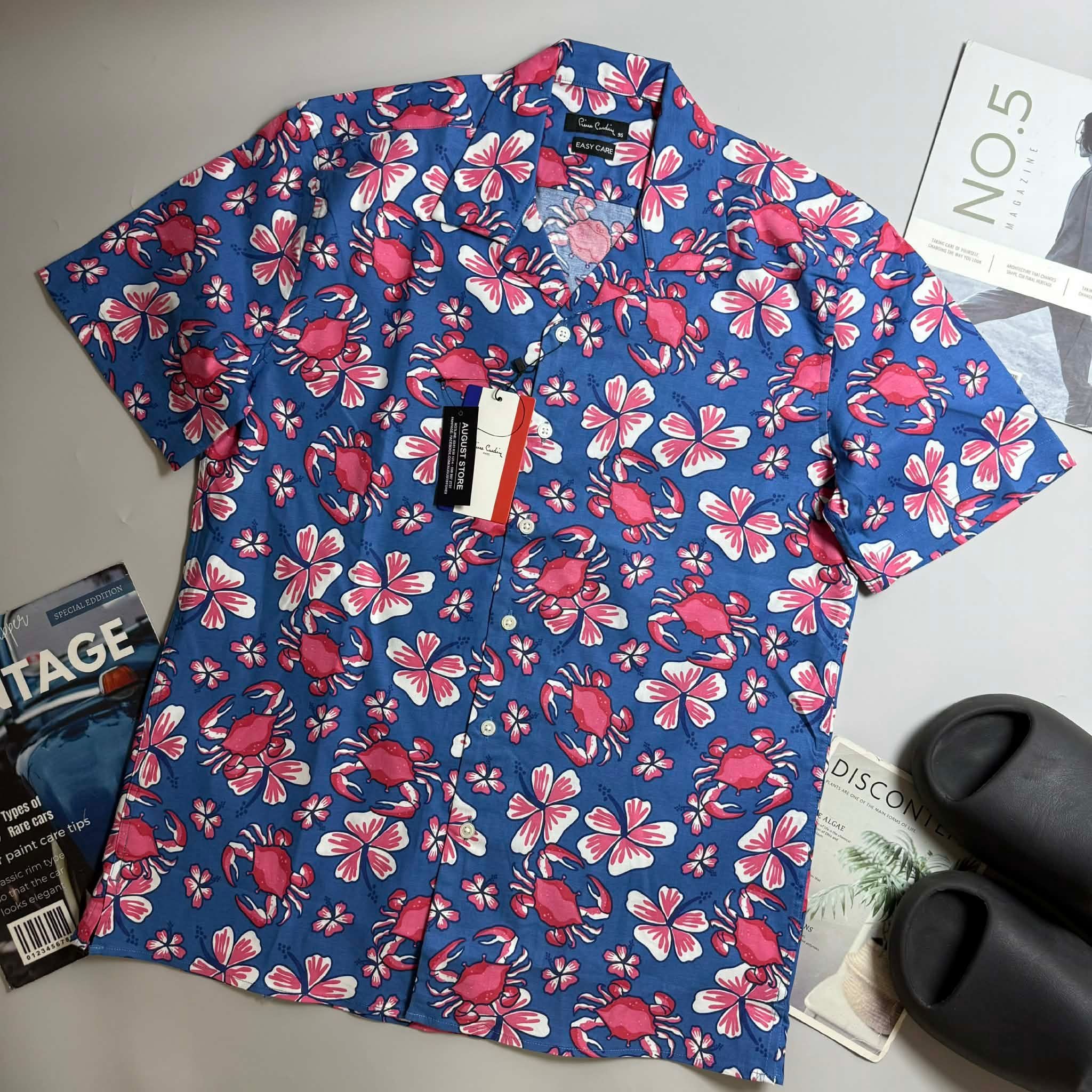 SƠ MI CT PIE.CARDIN CỔ CUBAN HỌA TIẾT HOA LÁ 5973