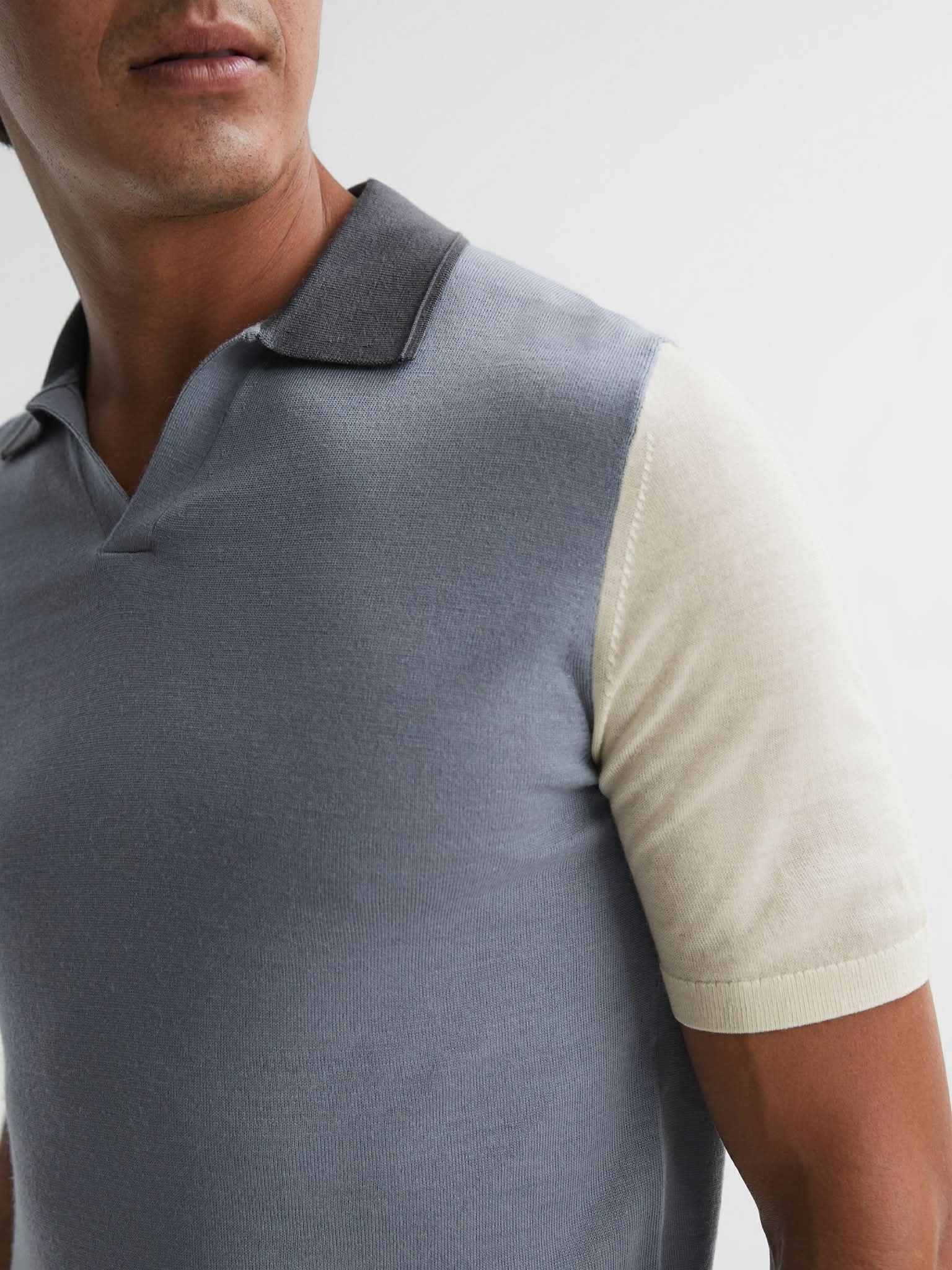 POLO LEN MERINO REI.SS COLOUR BLOCK 4402