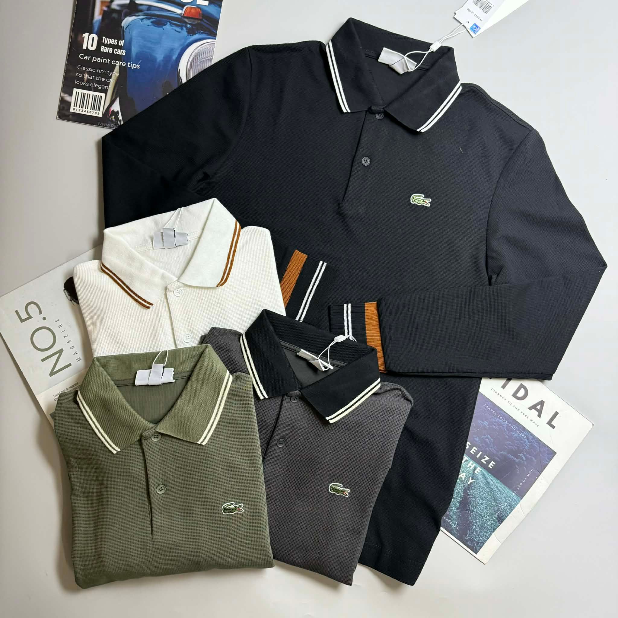 POLO DT LA.COSTE VIỀN KẺ CỔ & TAY SLIMFIT 6730