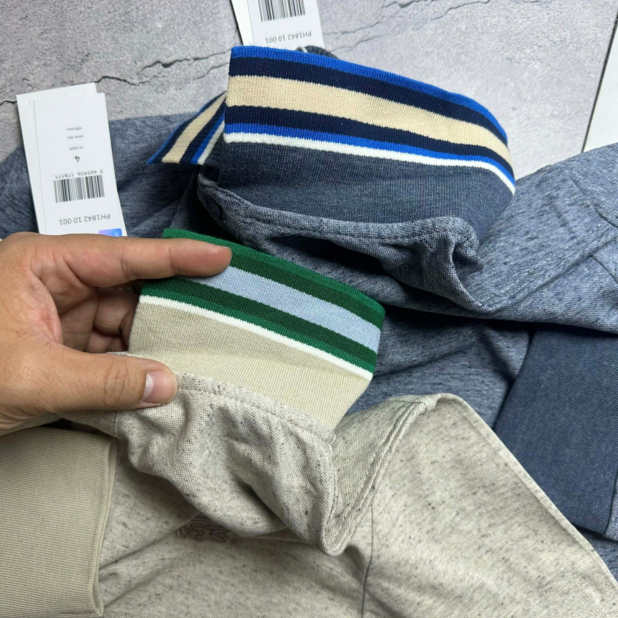 POLO DÀI TAY LA.COSTE VIỀN CỔ KẺ SLIM 6722