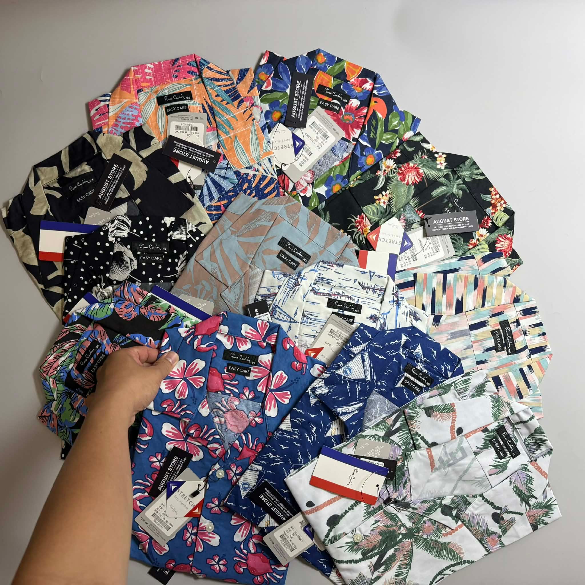 SƠ MI CT PIE.CARDIN CỔ CUBAN HỌA TIẾT HOA LÁ 5973