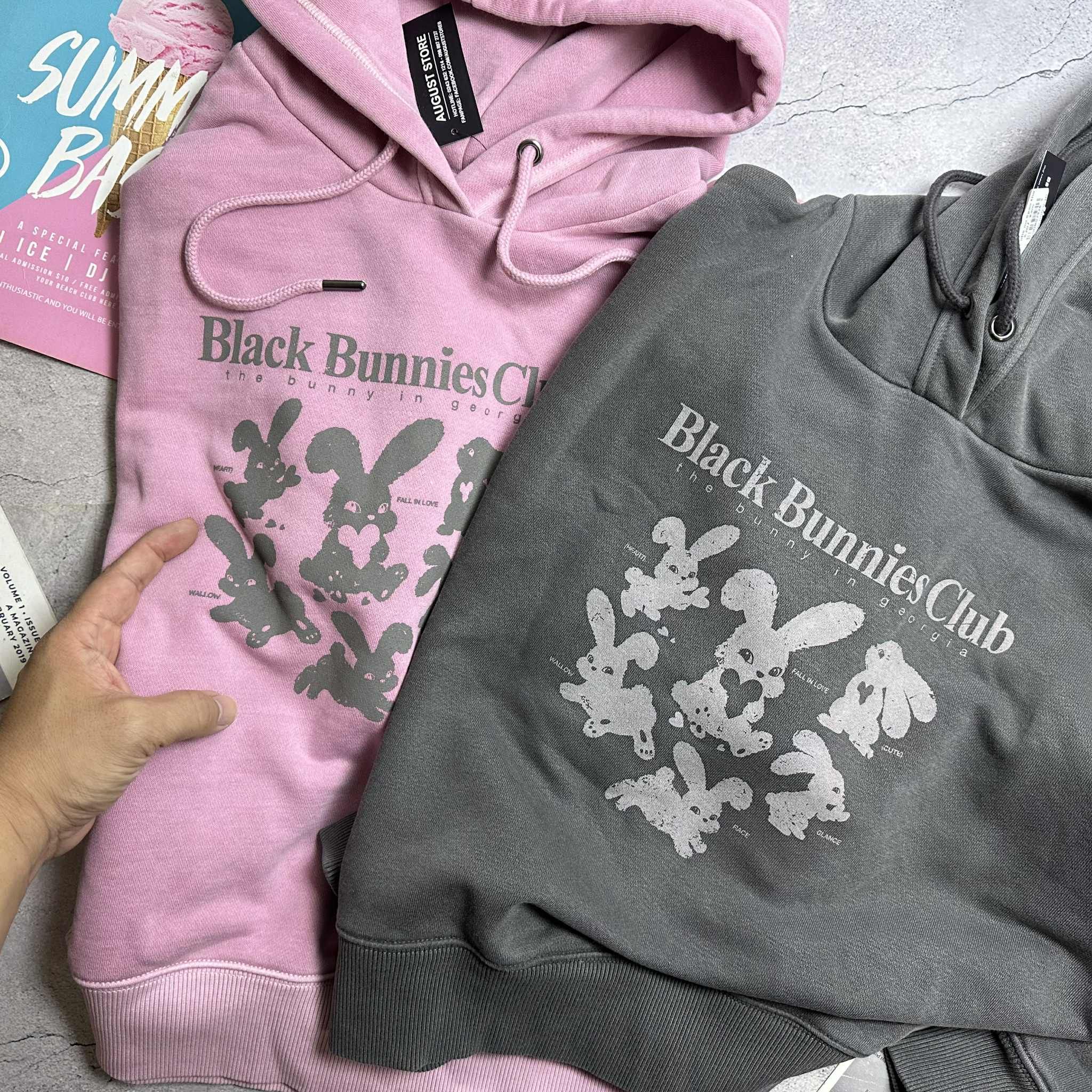 HOODIE NỈ SPAO NỮ BLACK BUNNIES CLUB 5207