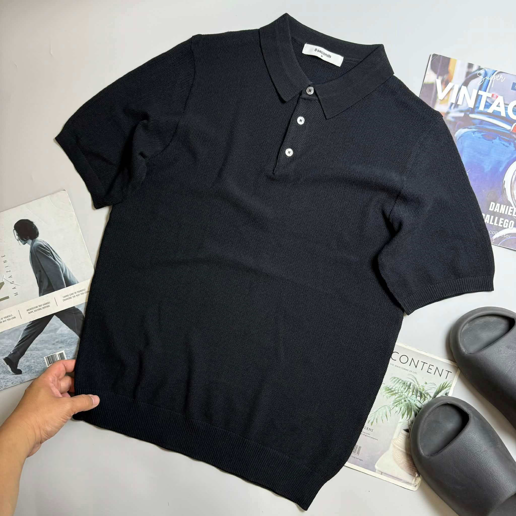 POLO LEN 8.SECONDS ĐEN SLIM 2456