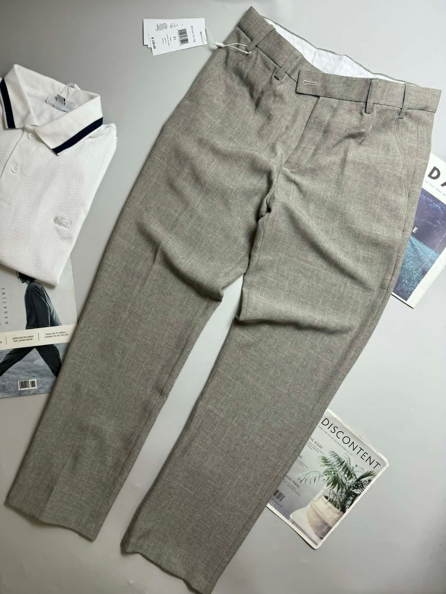 QUẦN VẢI LA.COSTE CẠP CHUN SLIM LOGO TÚI 6821