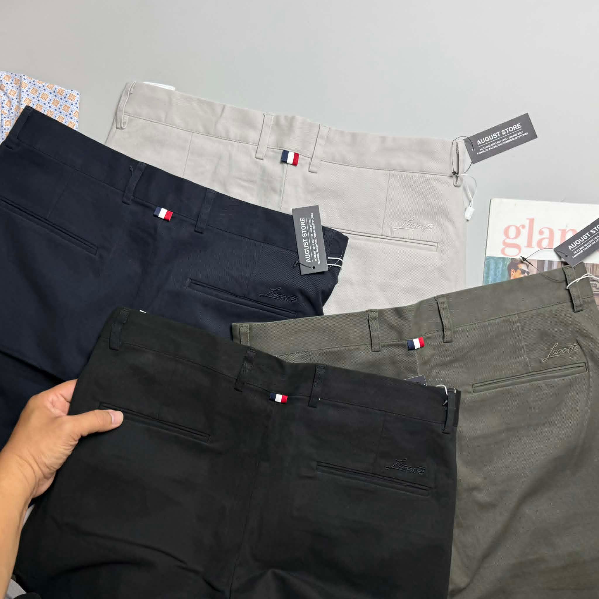 QUẦN CHINO KAKI LA.COSTE SLIM TÚI THÊU CHỮ 4834