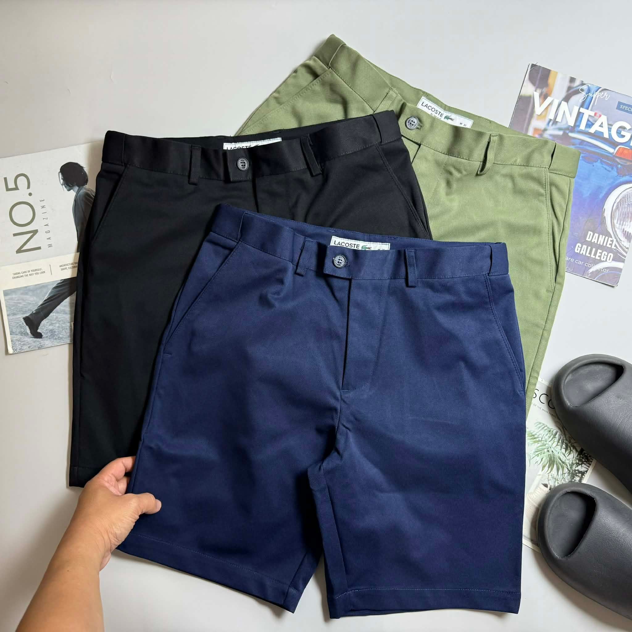 SHORT VẢI LA.COSTE CẠP CHUN LOGO TÚI 6623