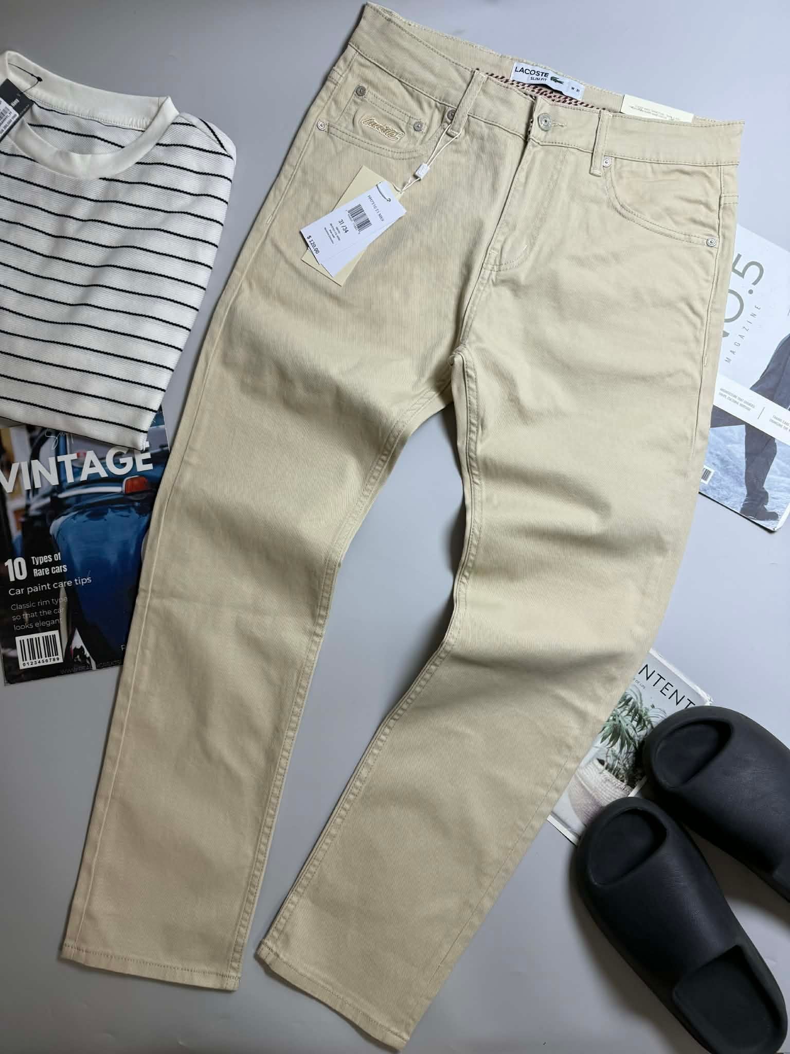 QUẦN KAKI LA.COSTE TÚI THÊU CHỮ SLIMFIT 4828