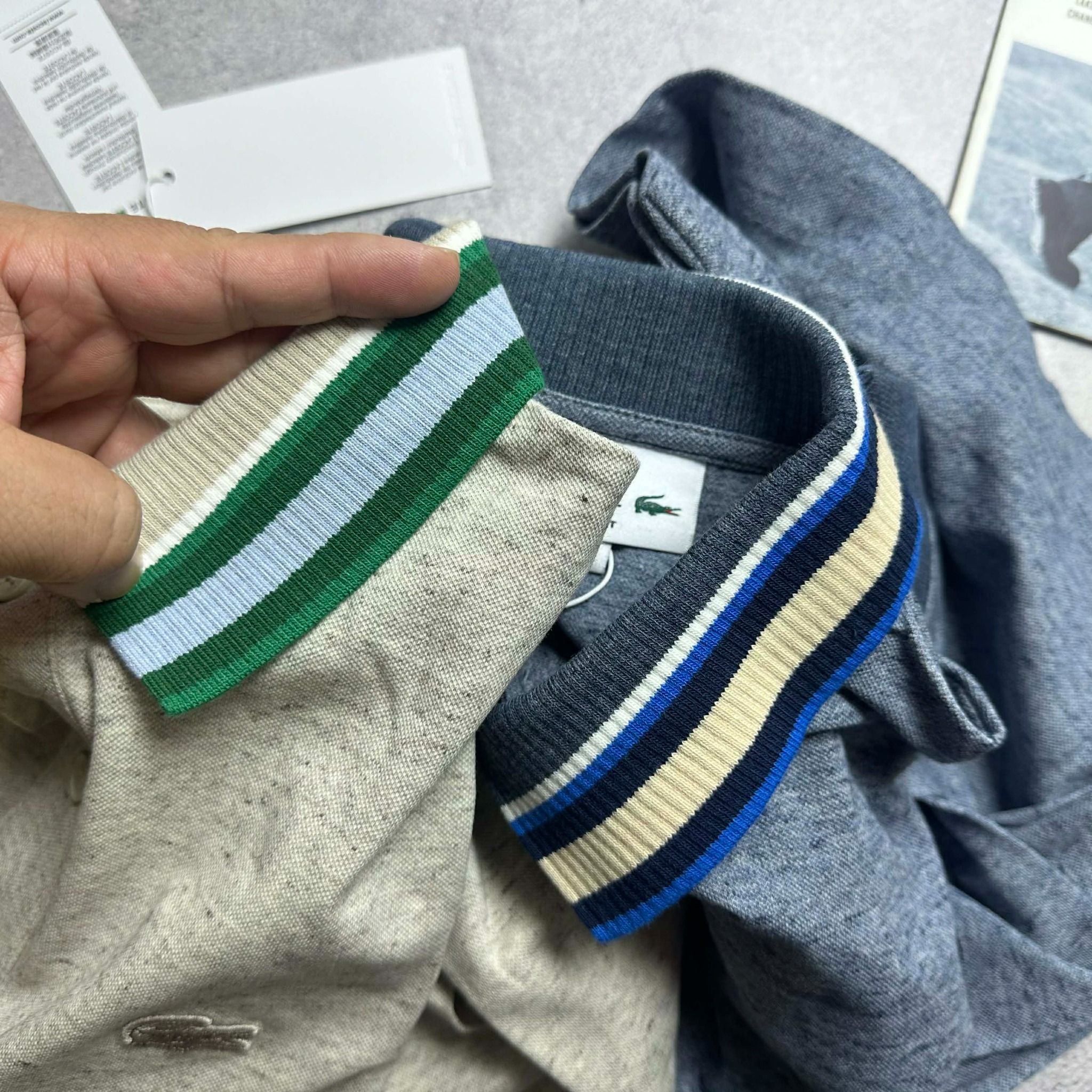 POLO DÀI TAY LA.COSTE VIỀN CỔ KẺ SLIM 6722