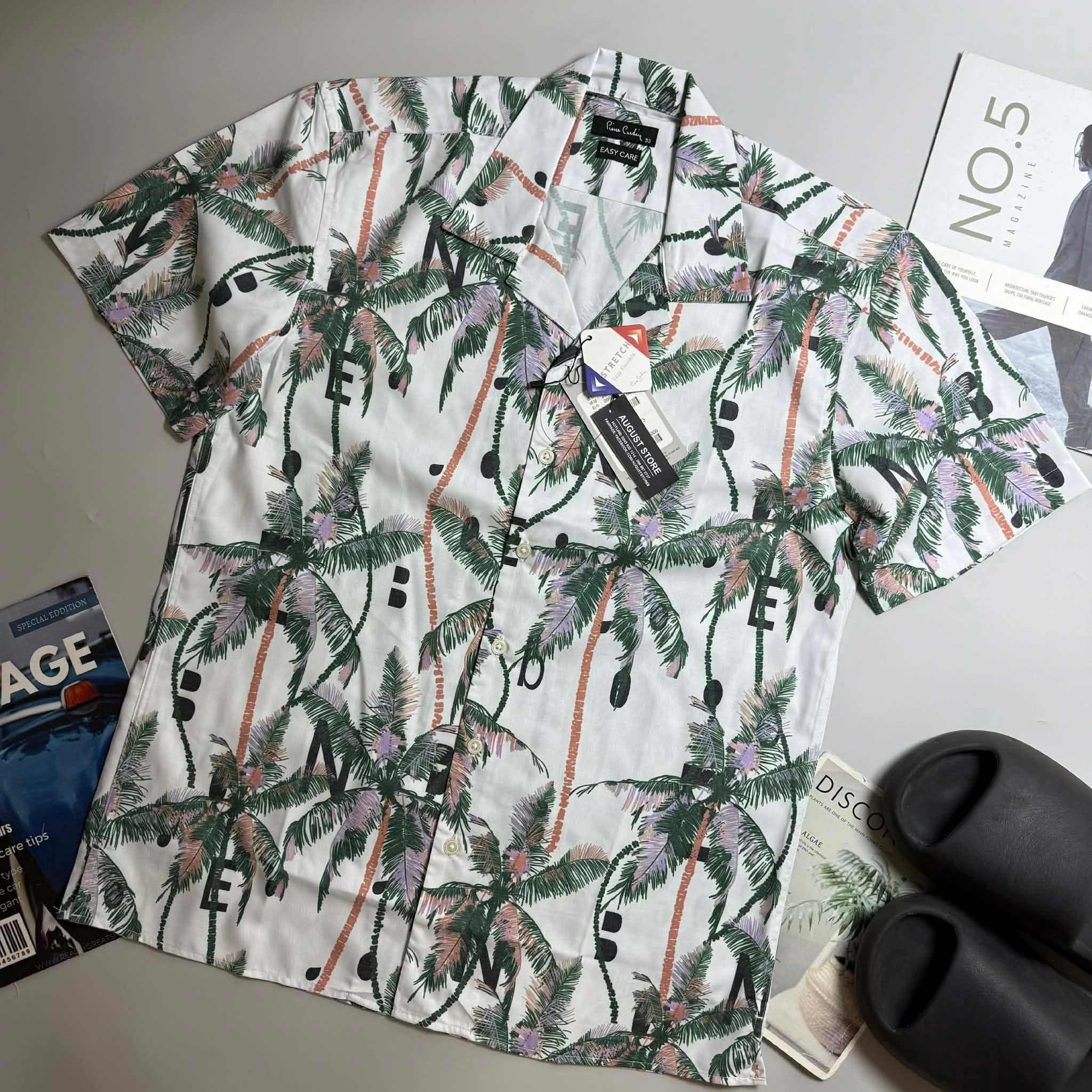 SƠ MI CT PIE.CARDIN CỔ CUBAN HỌA TIẾT HOA LÁ 5973