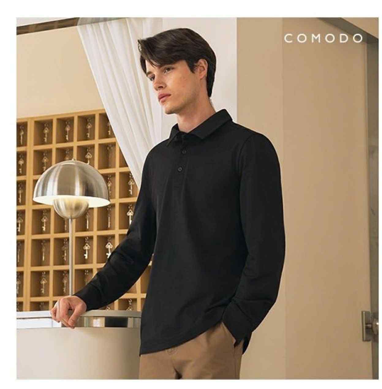 POLO NỈ DÀI TAY CO.MODO BASIC SLIM 5525