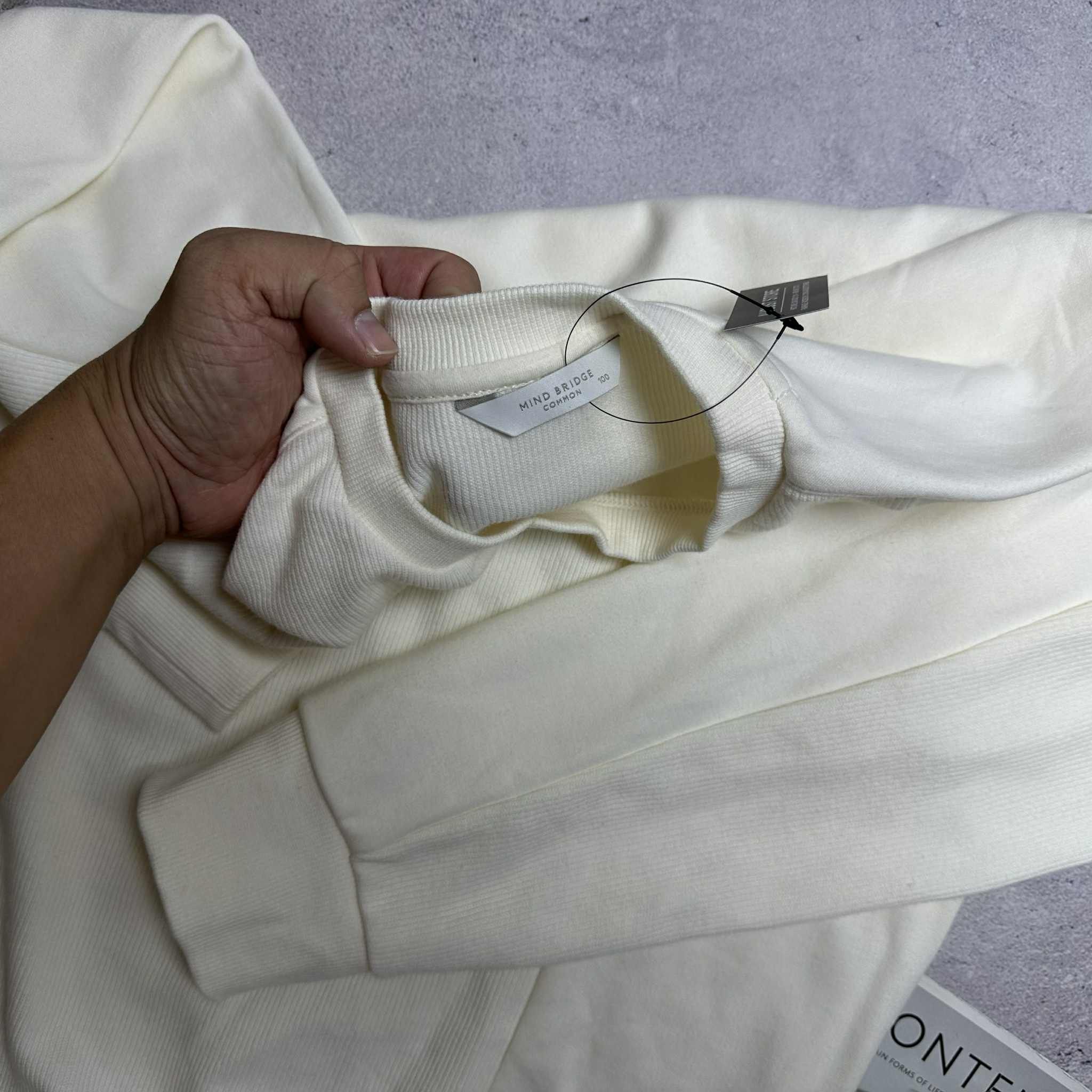 ÁO NỈ MIND.BRIDGE PHỐI VẢI GÂN SỌC OVERFIT 6134