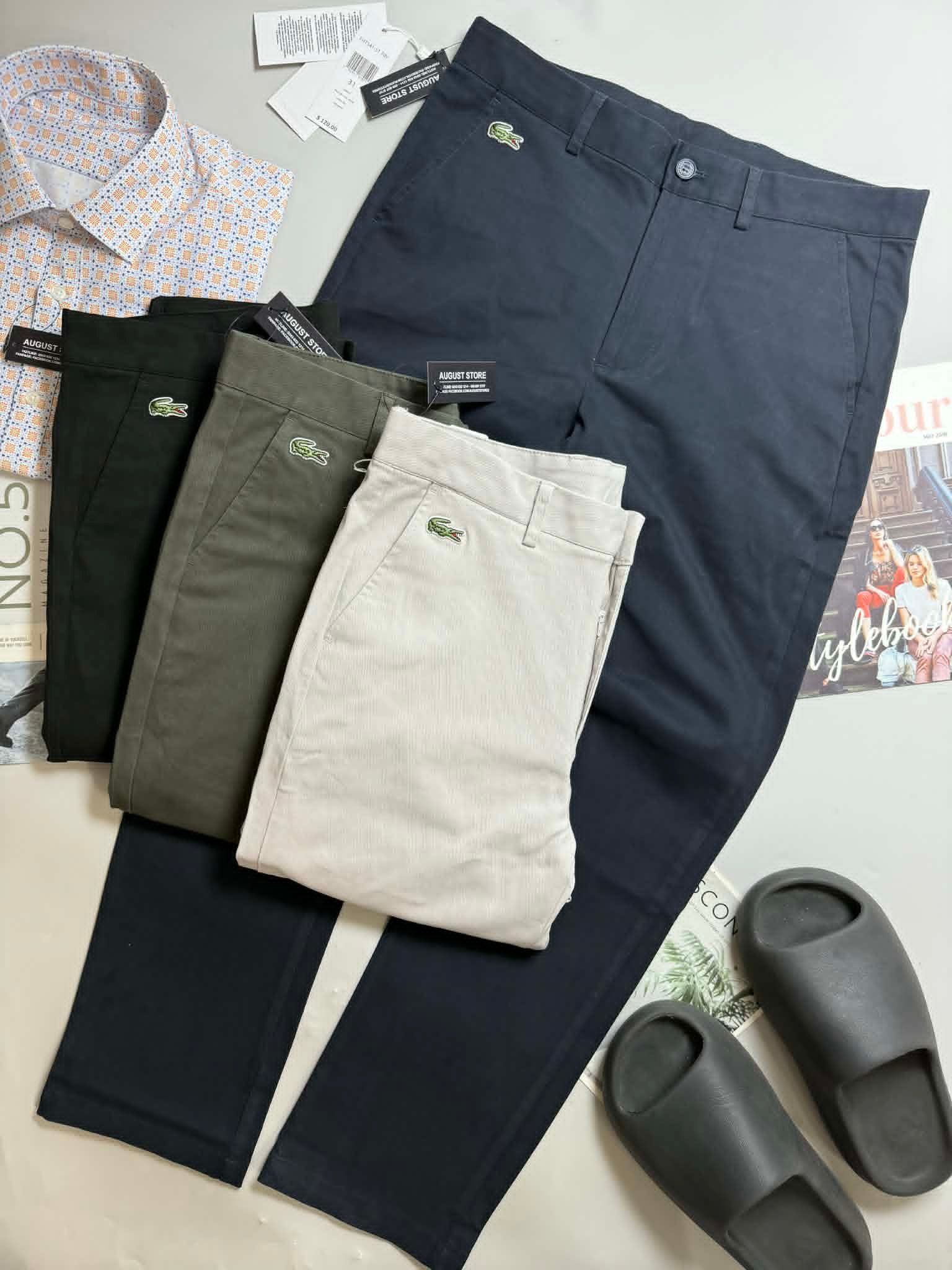 QUẦN CHINO KAKI LA.COSTE SLIM TÚI THÊU CHỮ 4834