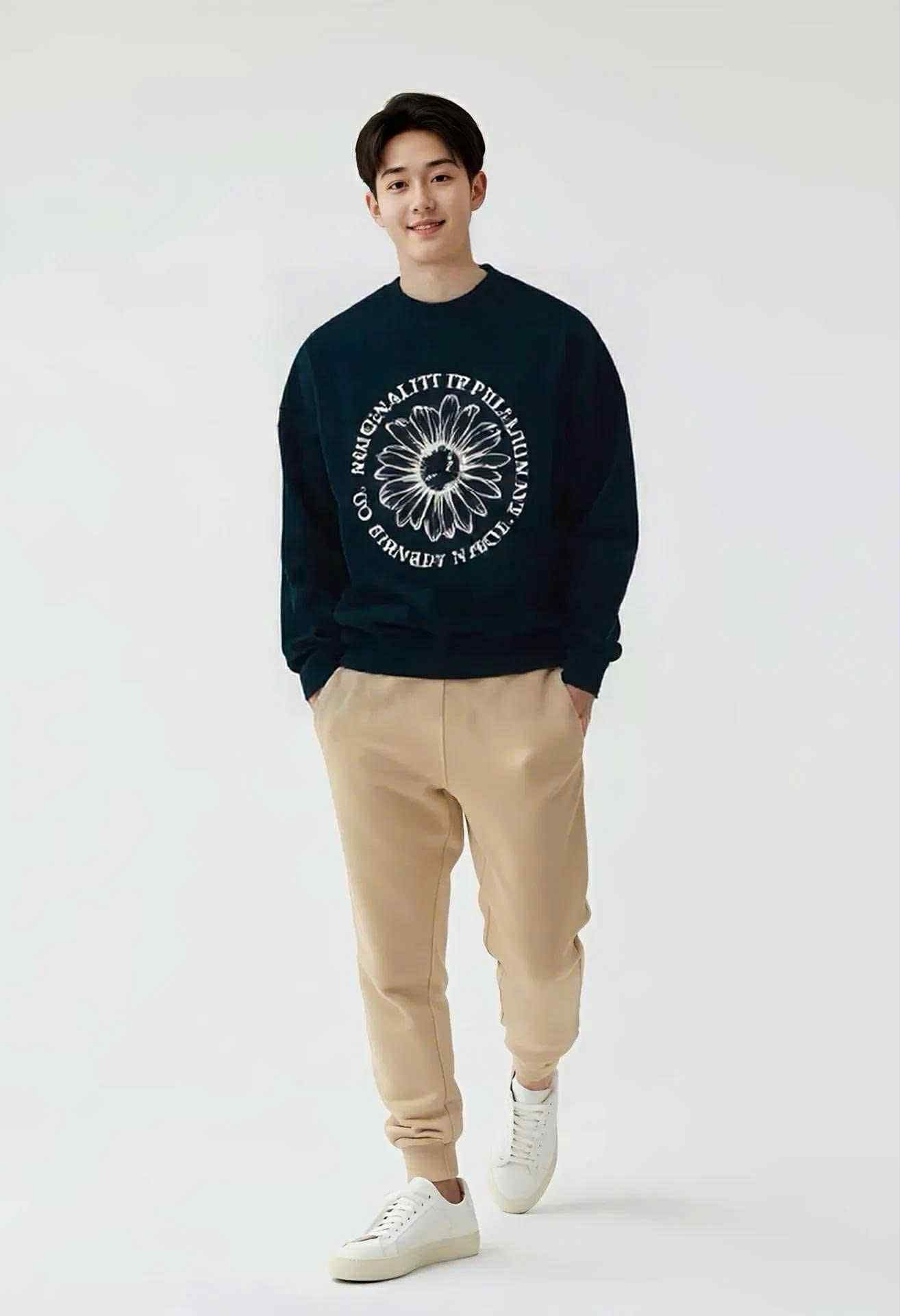 ÁO NỈ F.ILLUMINATE HÌNH HOA CÚC LOOSE FIT 6518