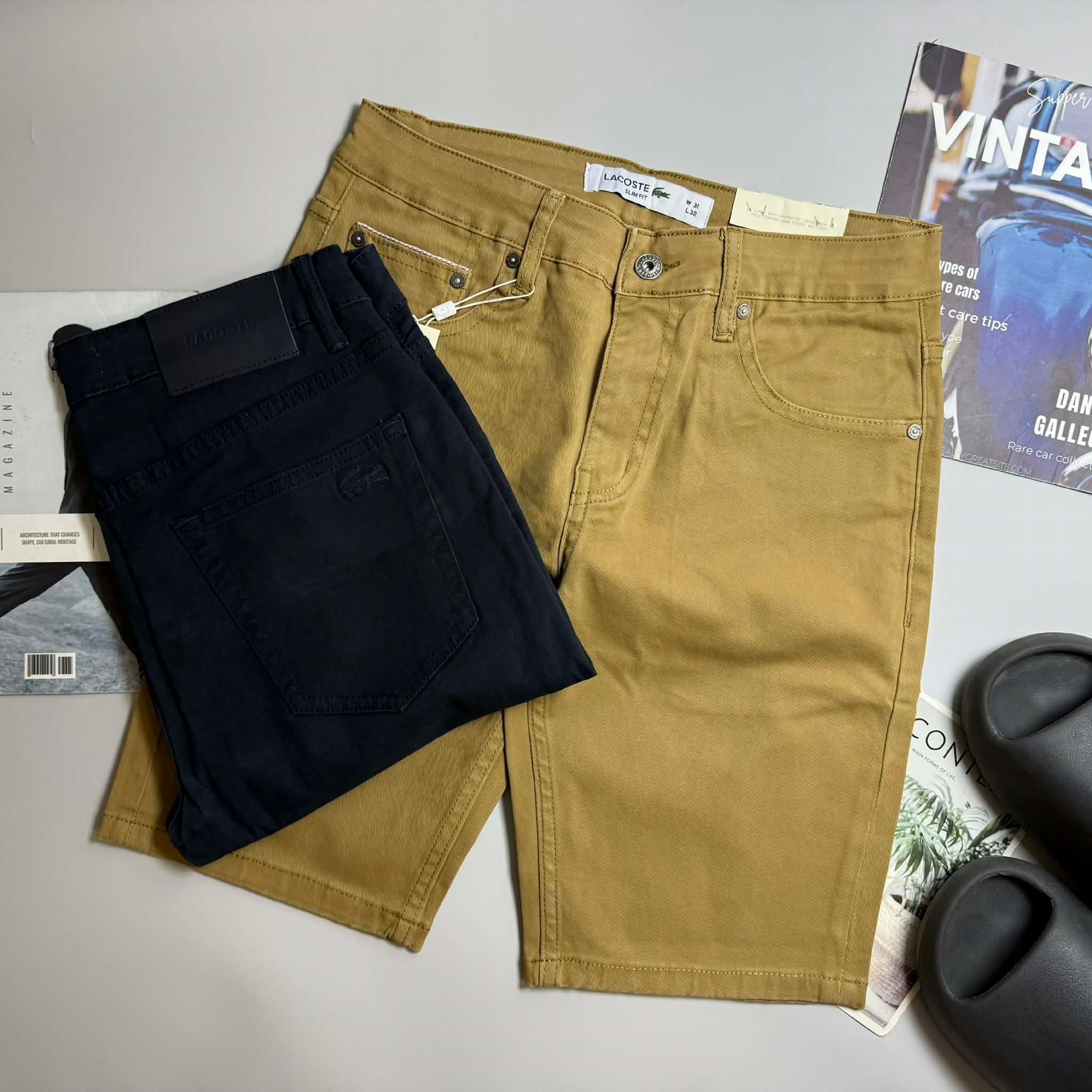 SHORT KAKI LA.COSTE LOGO TÚI SAU SLIM 6621