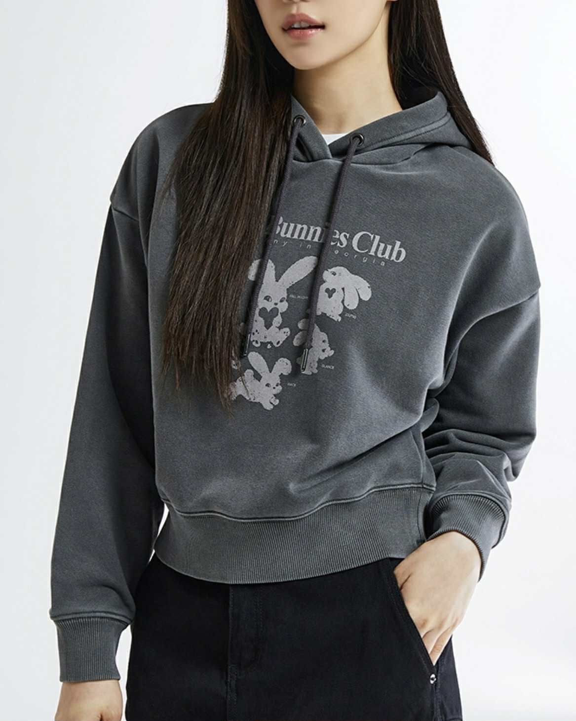 HOODIE NỈ SPAO NỮ BLACK BUNNIES CLUB 5207