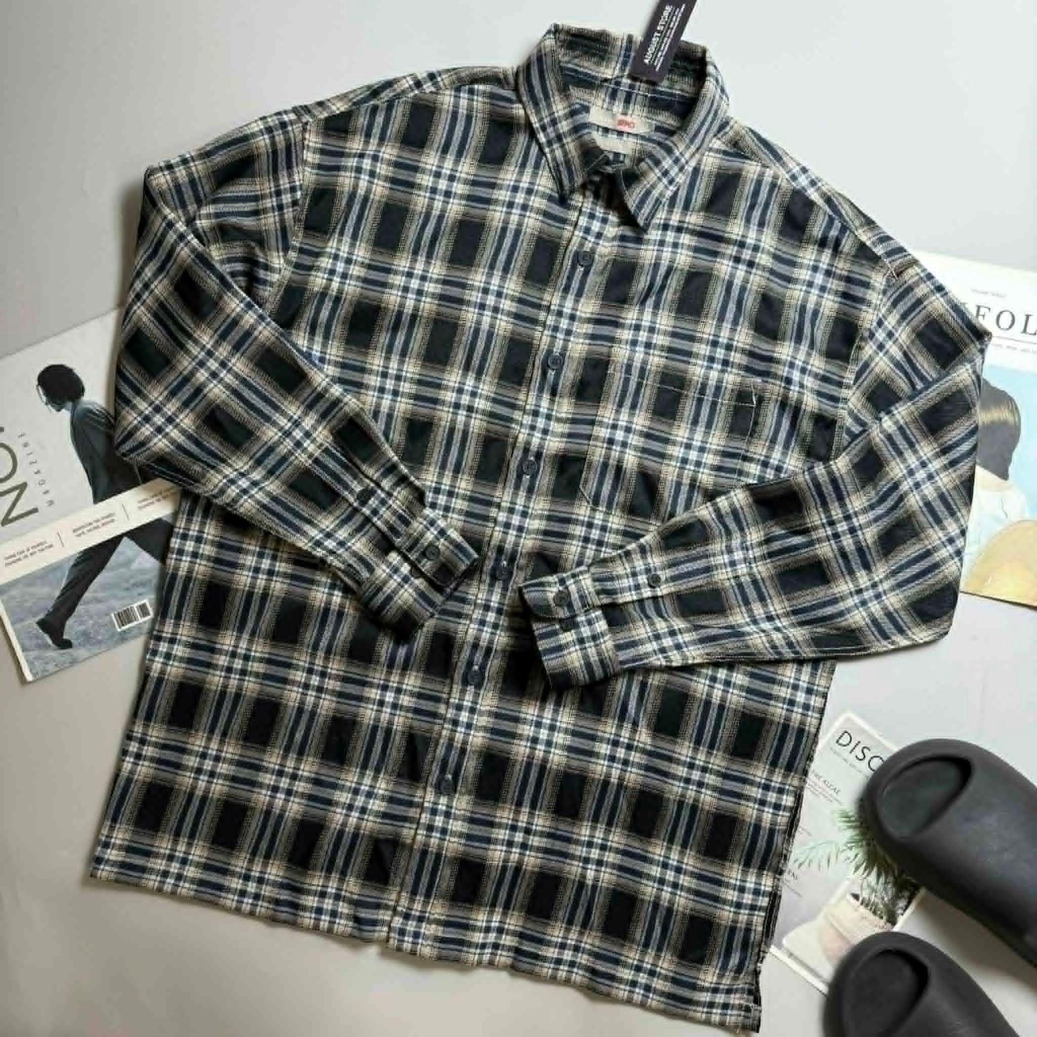 SƠ MI DT SP.AO KẺ CARO TÚI NGỰC OVERSIZE 3912