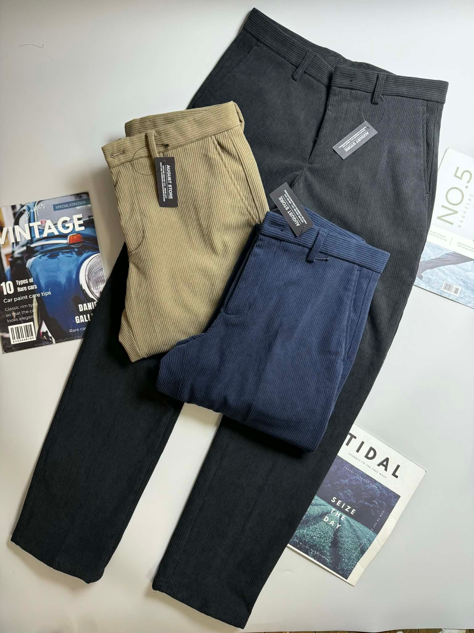 QUẦN NHUNG KẺ TĂM OL.ZEN STANDARD FIT 3032