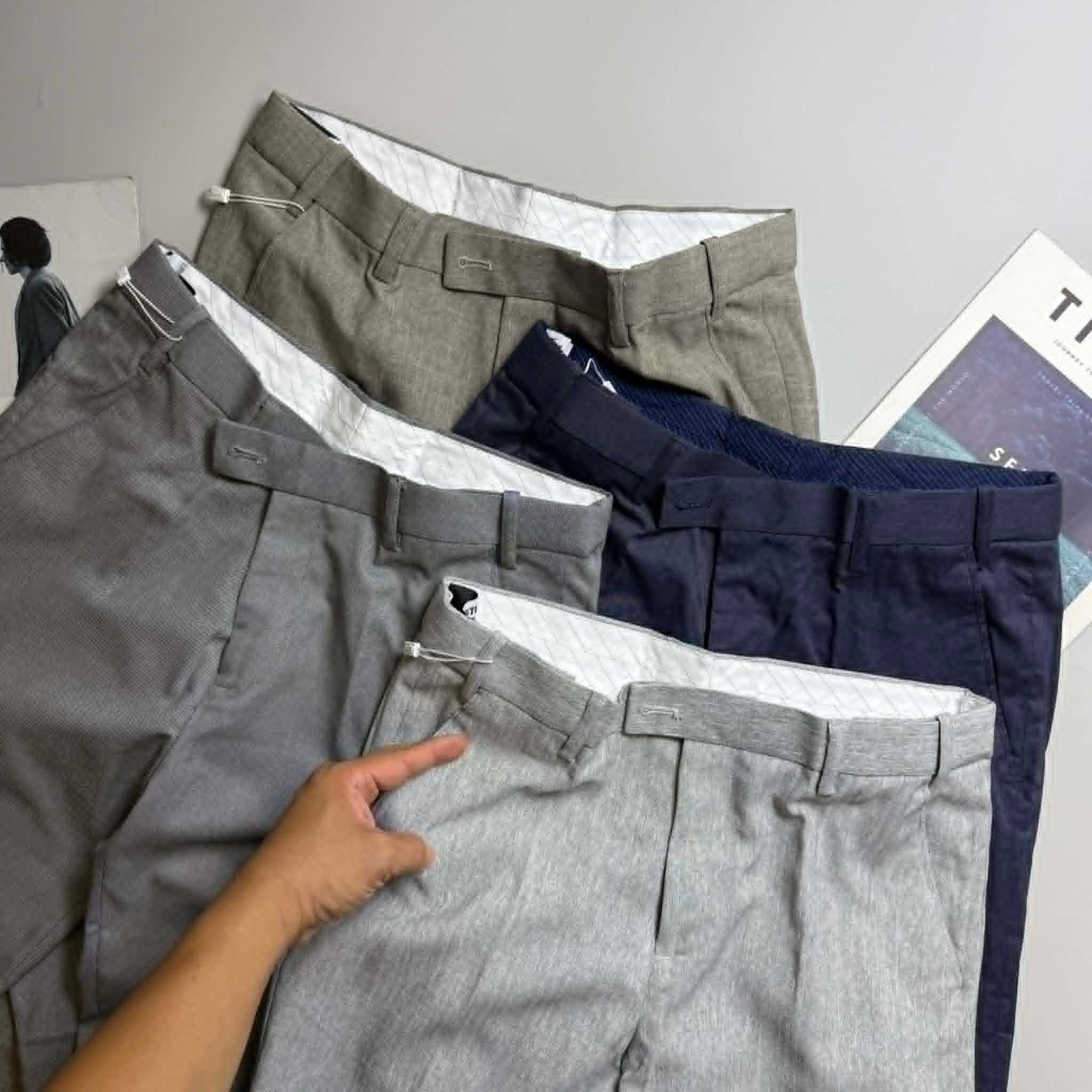 QUẦN VẢI LA.COSTE CẠP CHUN SLIM LOGO TÚI 6821