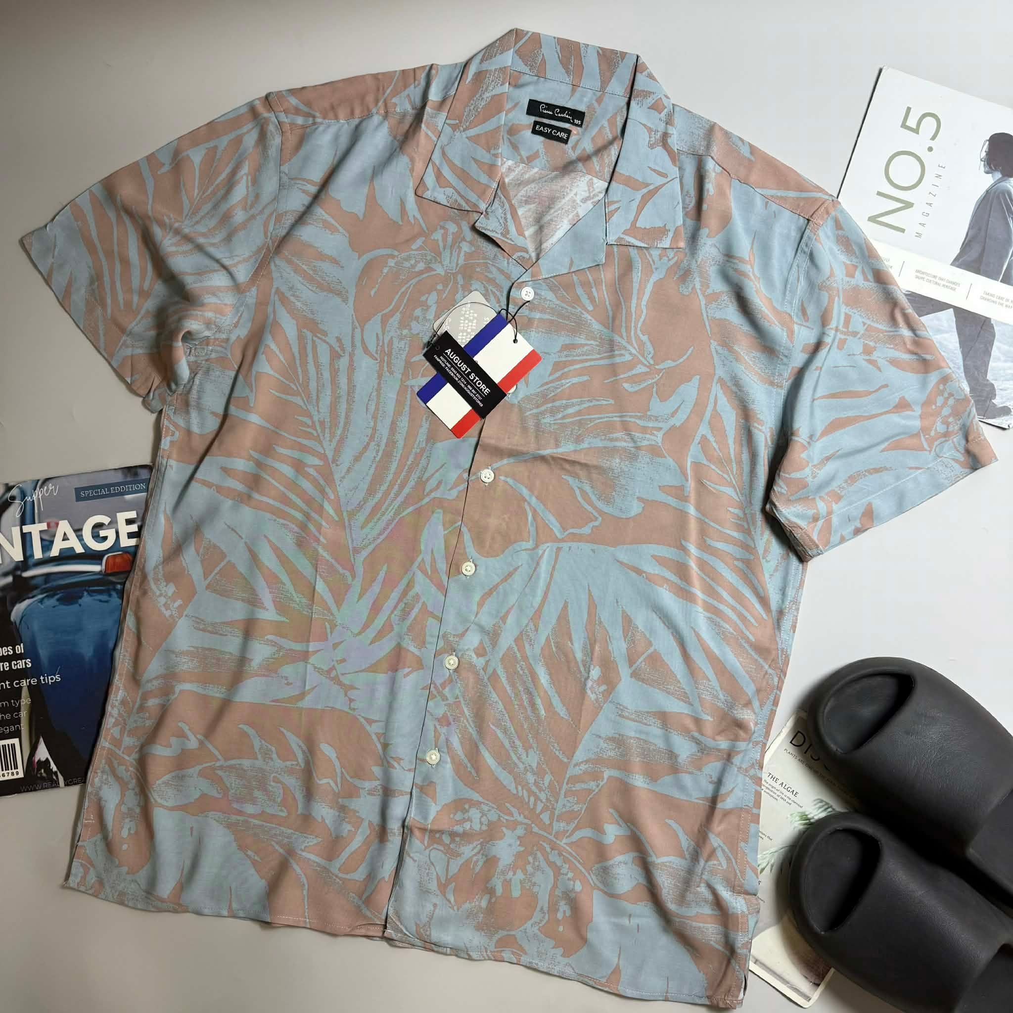 SƠ MI CT PIE.CARDIN CỔ CUBAN HỌA TIẾT HOA LÁ 5973