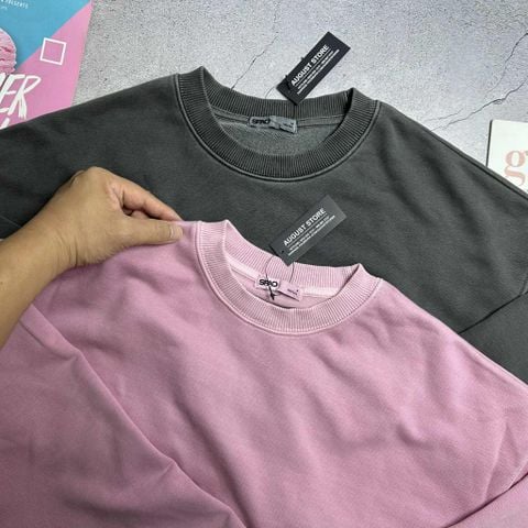 ÁO NỈ SPAO NỮ VẢI WASH DÁNG CROP 5201