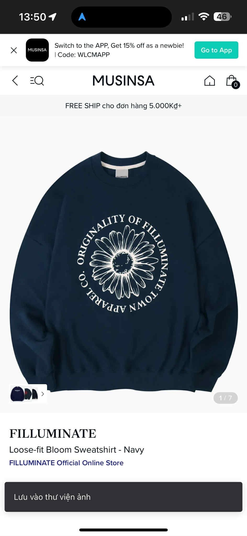 ÁO NỈ F.ILLUMINATE HÌNH HOA CÚC LOOSE FIT 6518