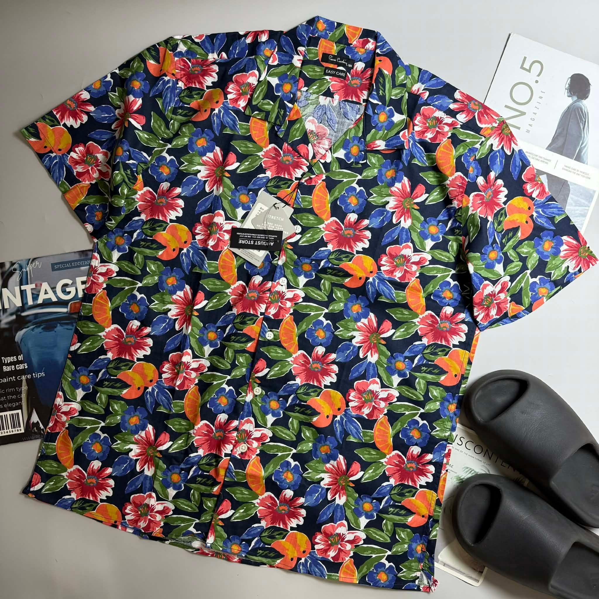 SƠ MI CT PIE.CARDIN CỔ CUBAN HỌA TIẾT HOA LÁ 5973