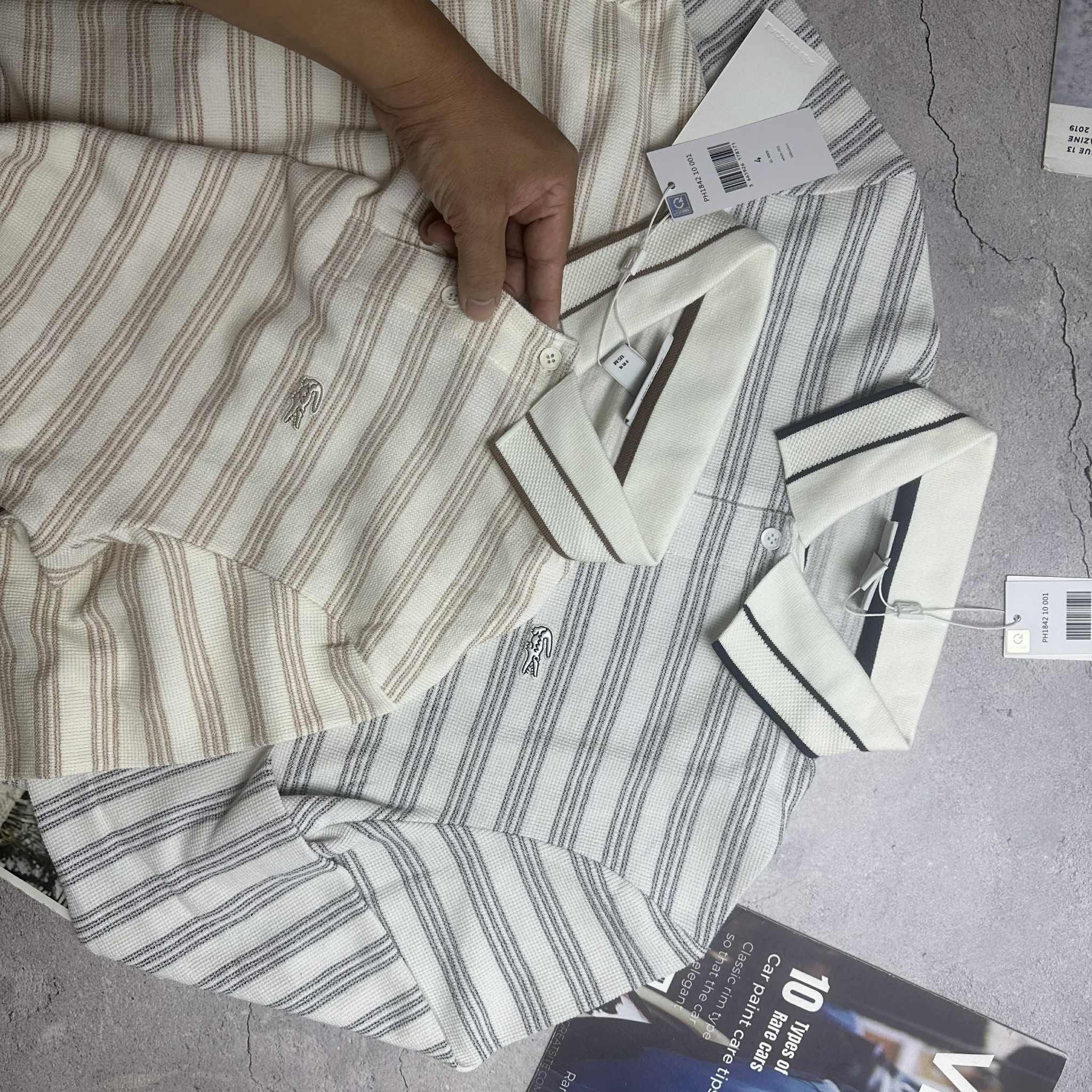 POLO DT LA.COSTE KẺ NGANG FORM SLIMFIT 6720