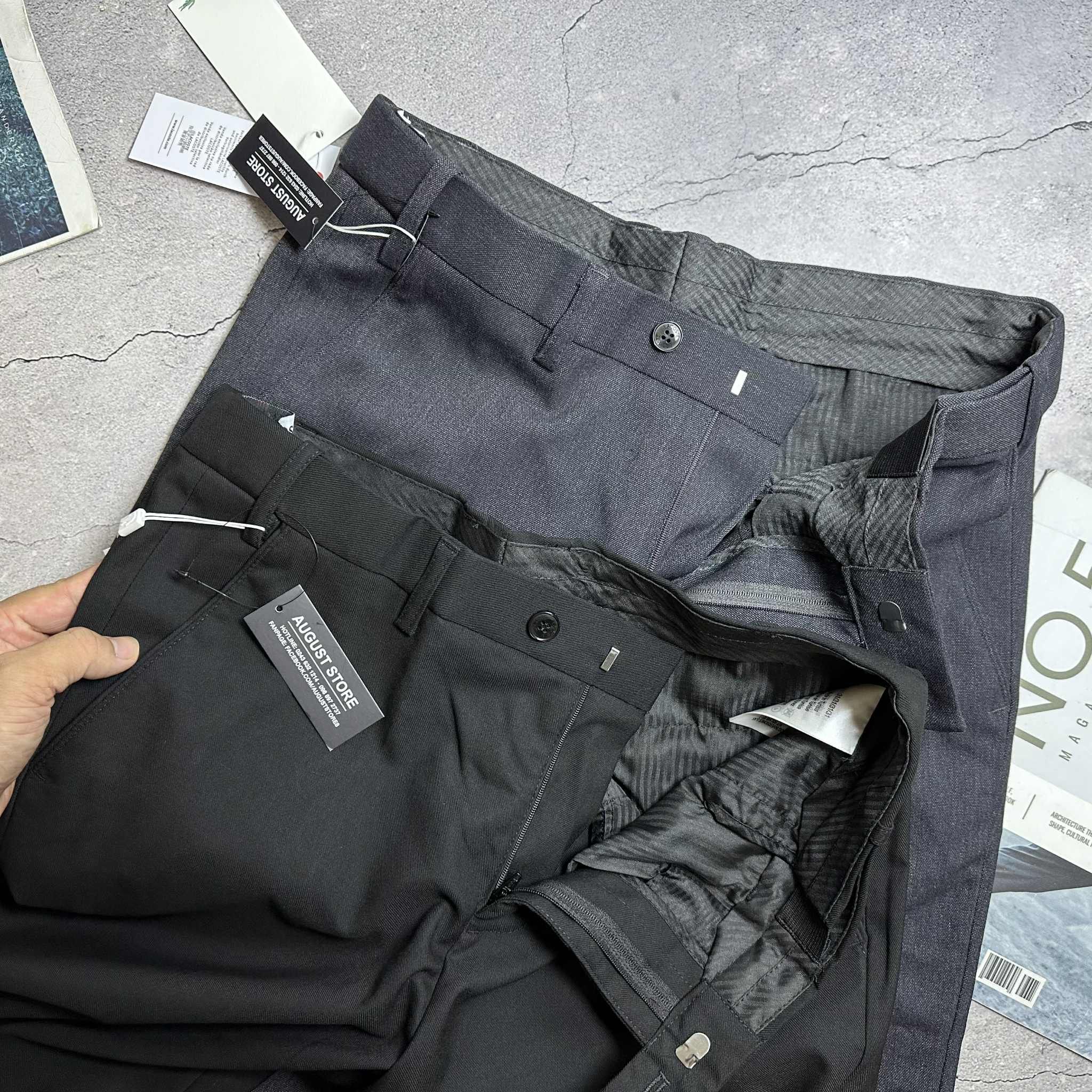 QUẦN VẢI LA.COSTE CẠP CHUN SLIM LOGO TÚI 6807