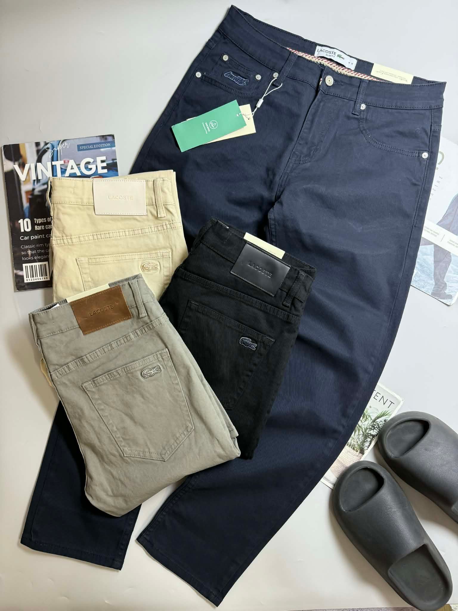 QUẦN KAKI LA.COSTE TÚI THÊU CHỮ SLIMFIT 4828