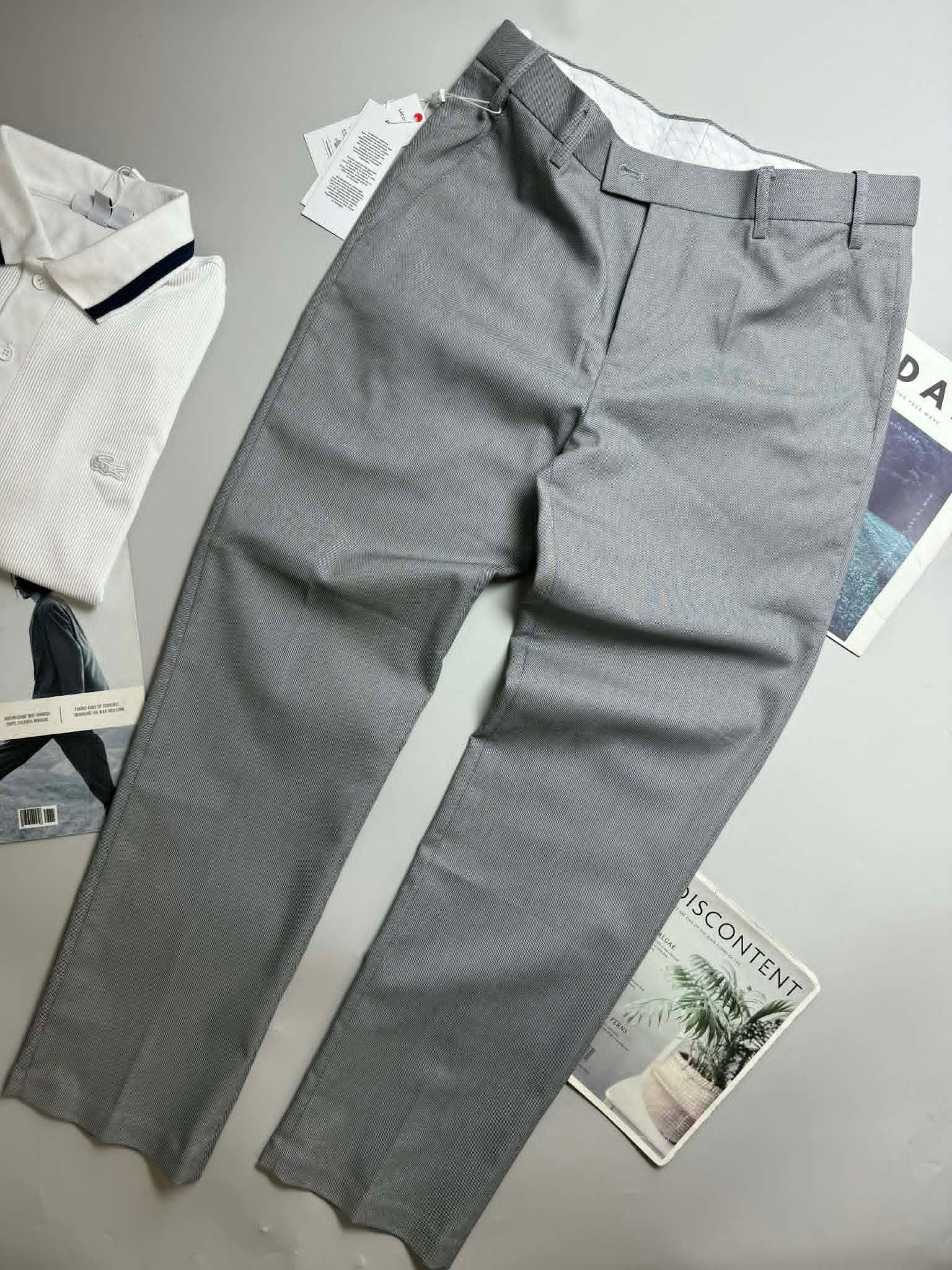 QUẦN VẢI LA.COSTE CẠP CHUN SLIM LOGO TÚI 6821