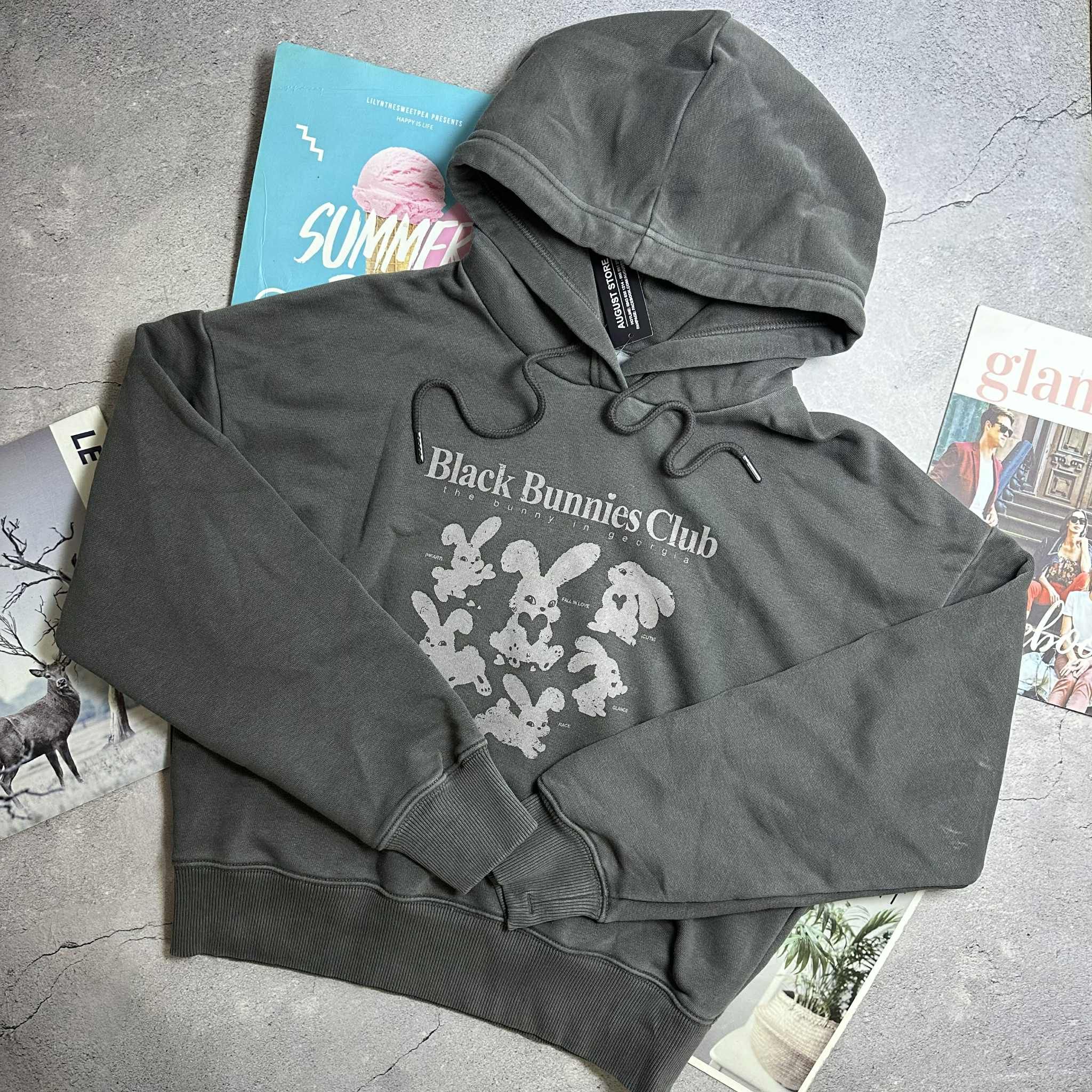 HOODIE NỈ SPAO NỮ BLACK BUNNIES CLUB 5207