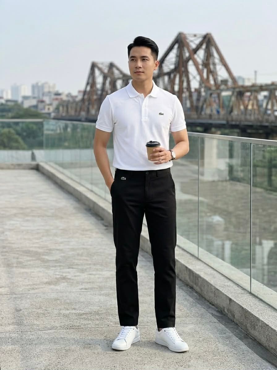 QUẦN CHINO KAKI LA.COSTE SLIM TÚI THÊU CHỮ 4834
