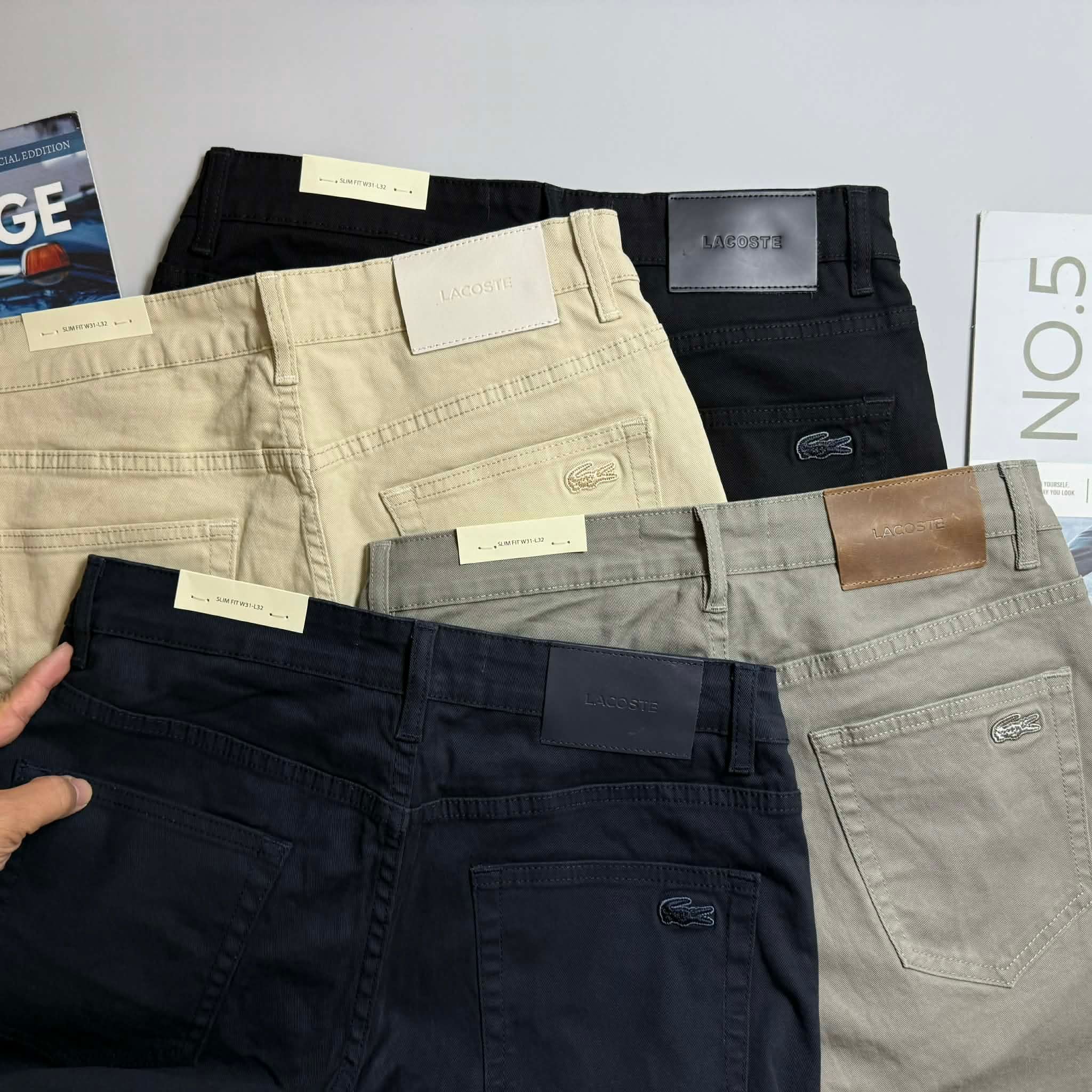 QUẦN KAKI LA.COSTE TÚI THÊU CHỮ SLIMFIT 4828