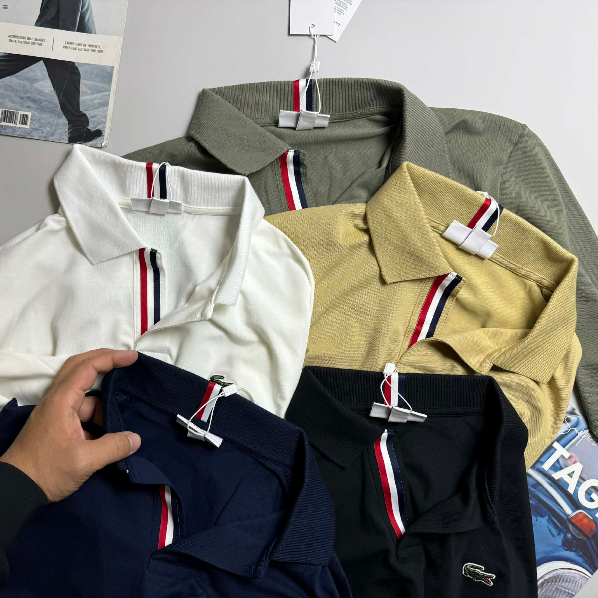 POLO DT LA.COSTE CỔ CỜ PHÁP SLIM 6728