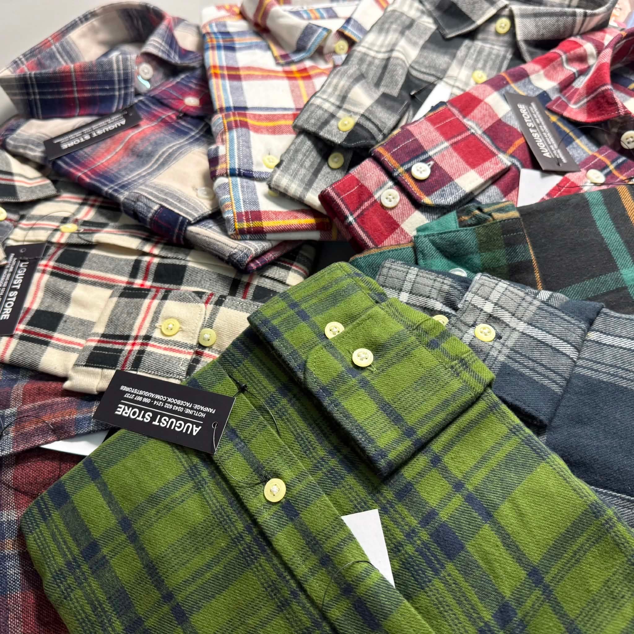 SƠ MI DÀI TAY ZA.RA FLANNEL DẠ KẺ 4076